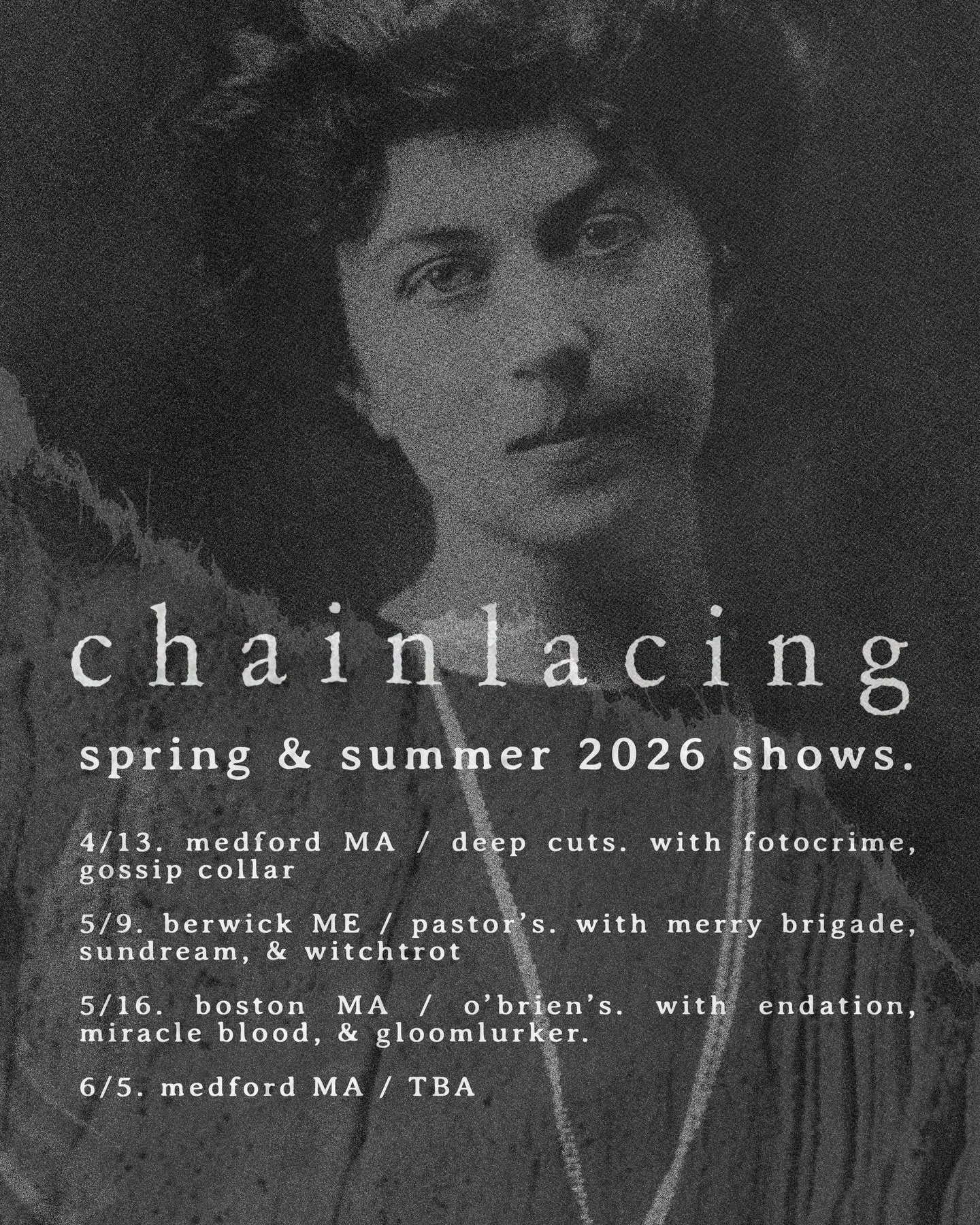 so if u swipe u see how much i miss winter. oh well here we are in spring &amp; next thing u know 
it is summer life goes on i guess. 

here are updates &amp; upcoming shows &hellip;.. 
our banger with fotocrime &amp; gossip collar already happened .