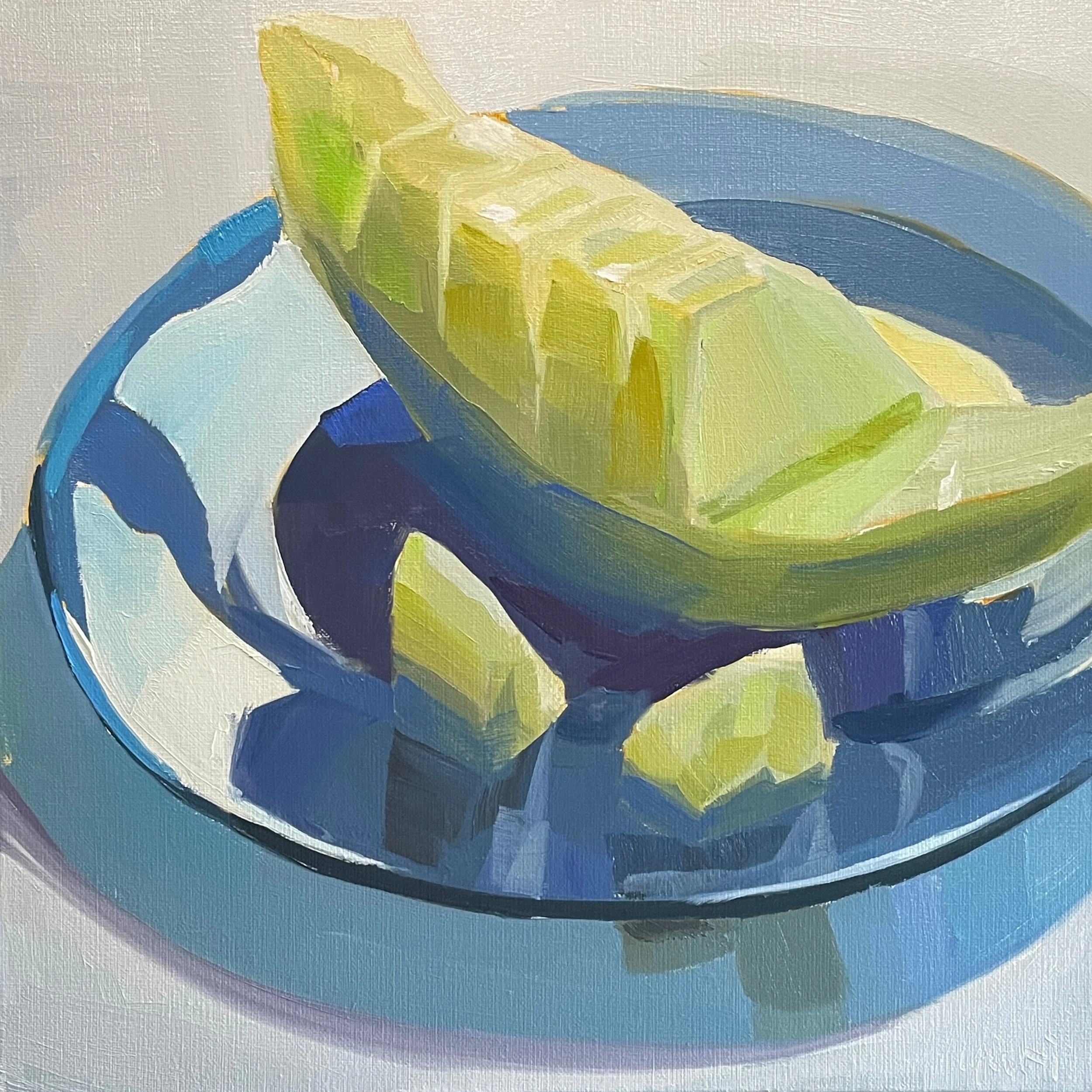 Honeydew Melon on a Blue Glass Plate.jpg