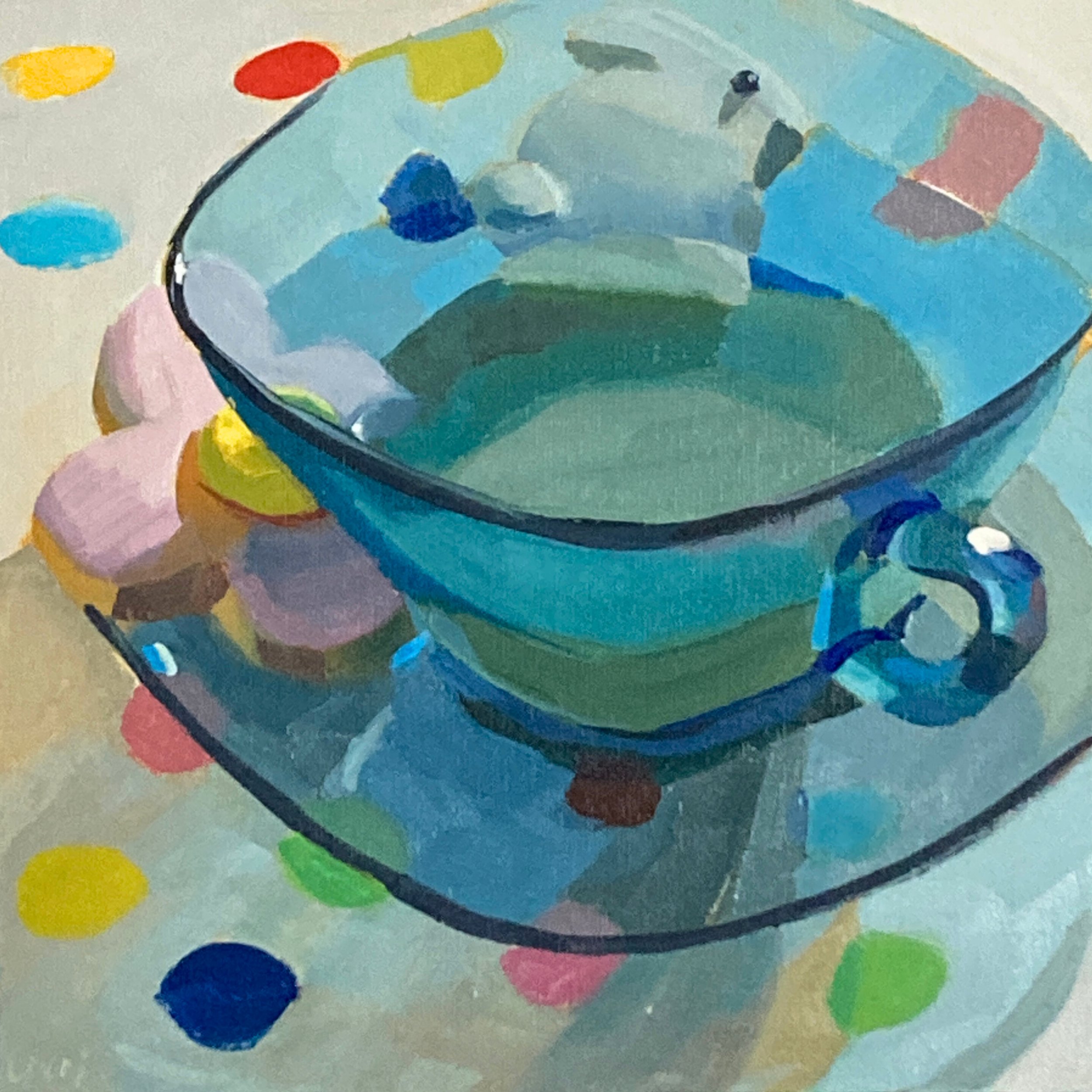 Rabbit Cookie on Blue Glass Cup and Saucer.jpg