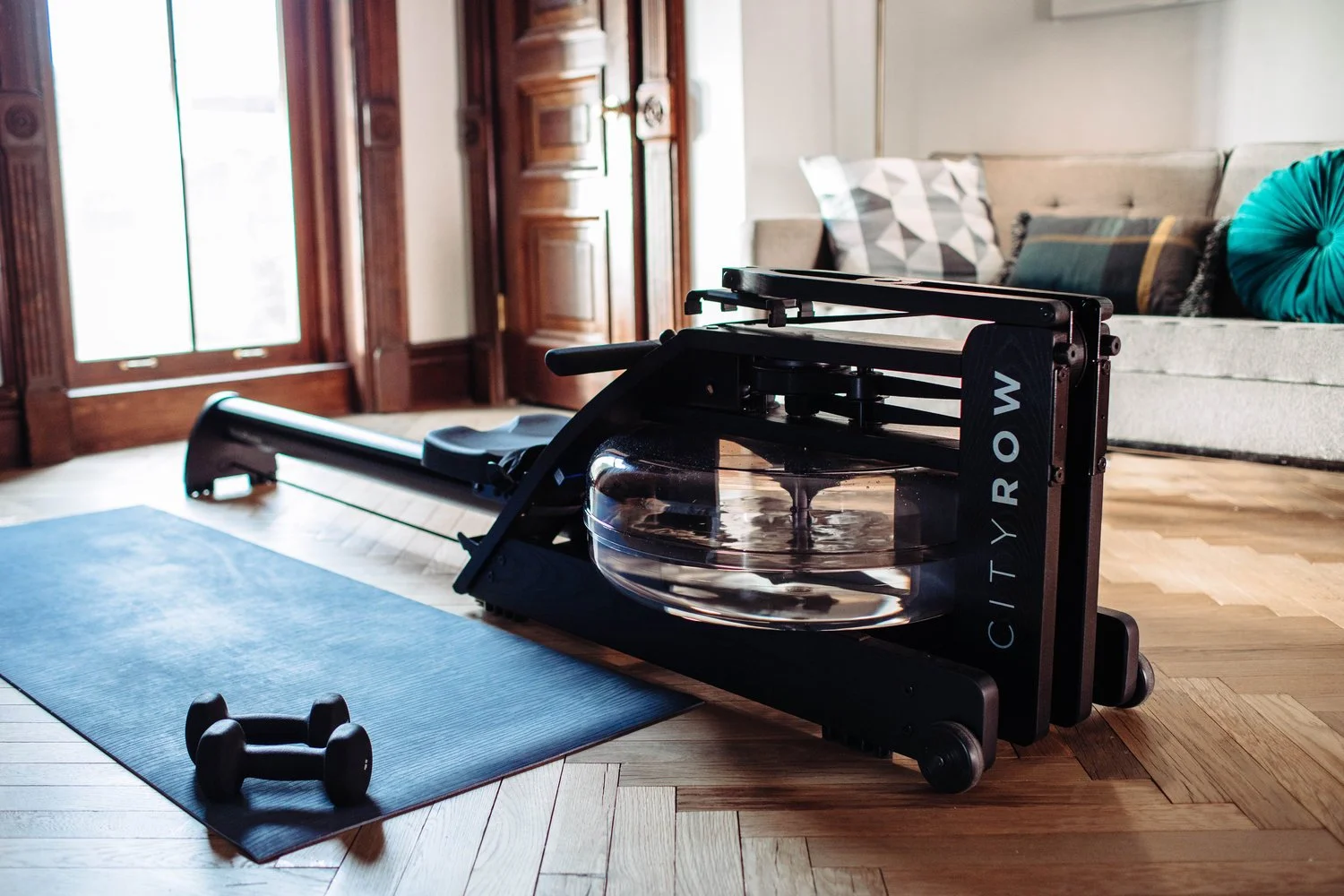 rower in living room