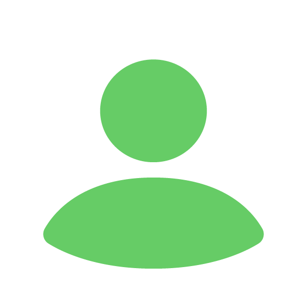 Generic user profile icon with a green silhouette of a person on a white circular background