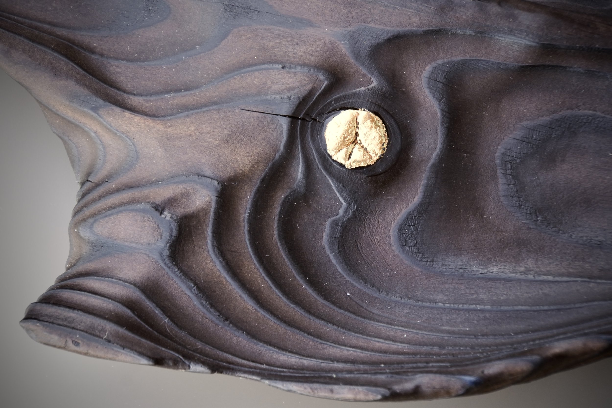 "Benthic" detail:
A naturally formed Peace sign, enhanced with 24k gold leaf