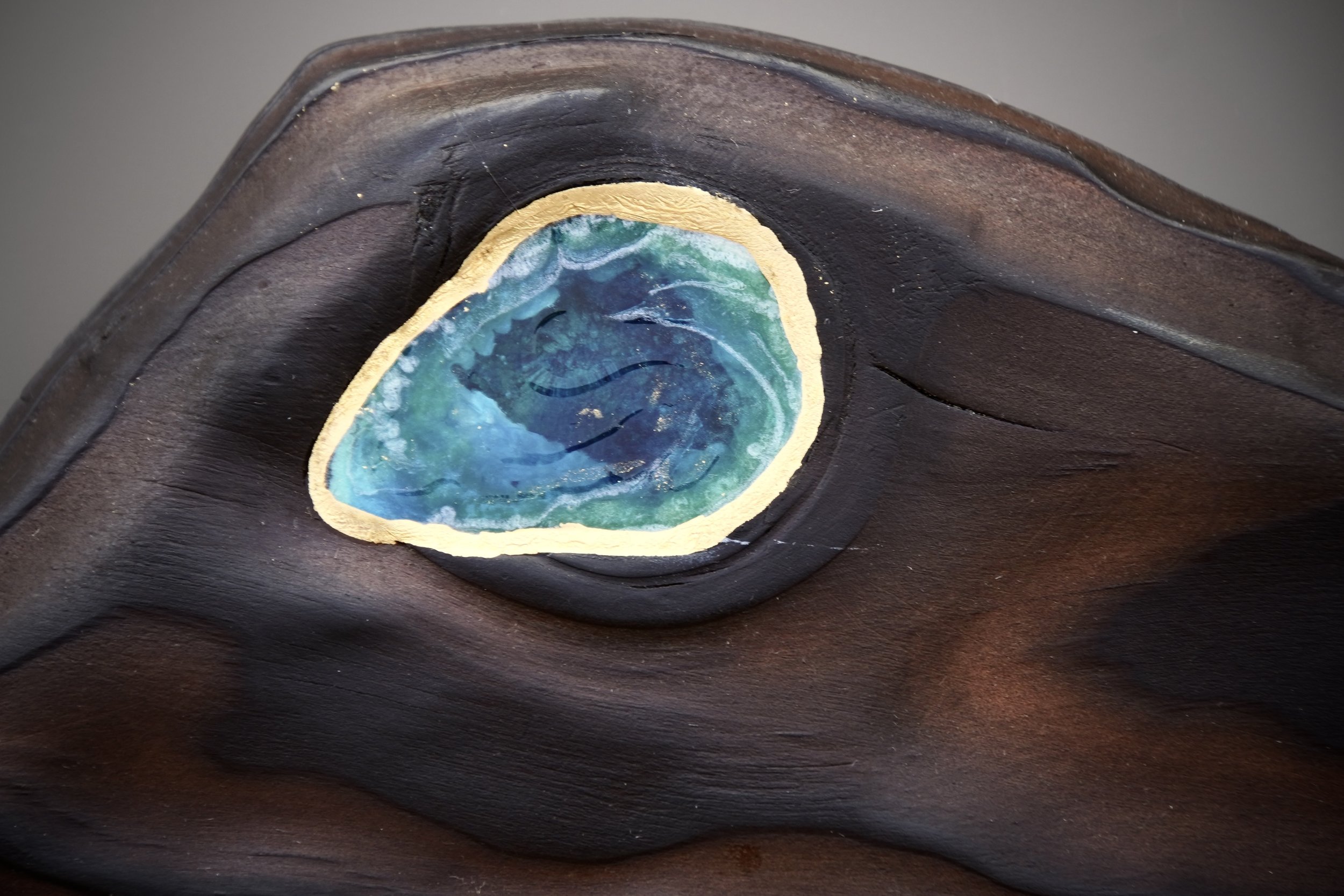 "Surf" detail:
Pine wood, Epoxy Resin, 24K Gold Leaf