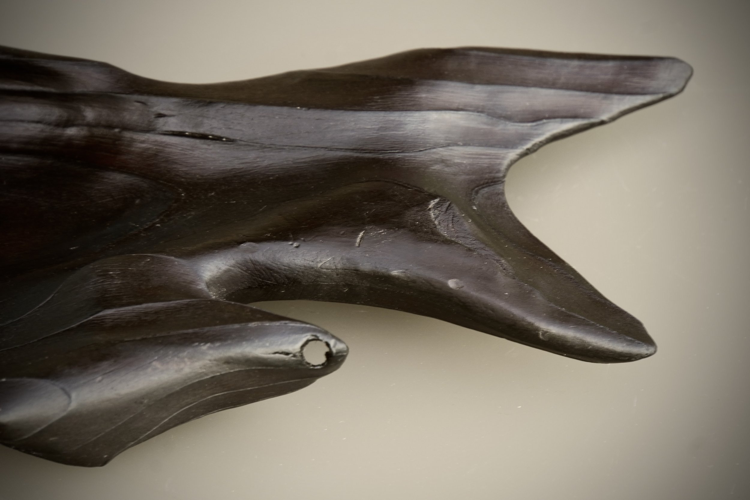 "Fish" detail:
Pine wood, tung oil, beeswax