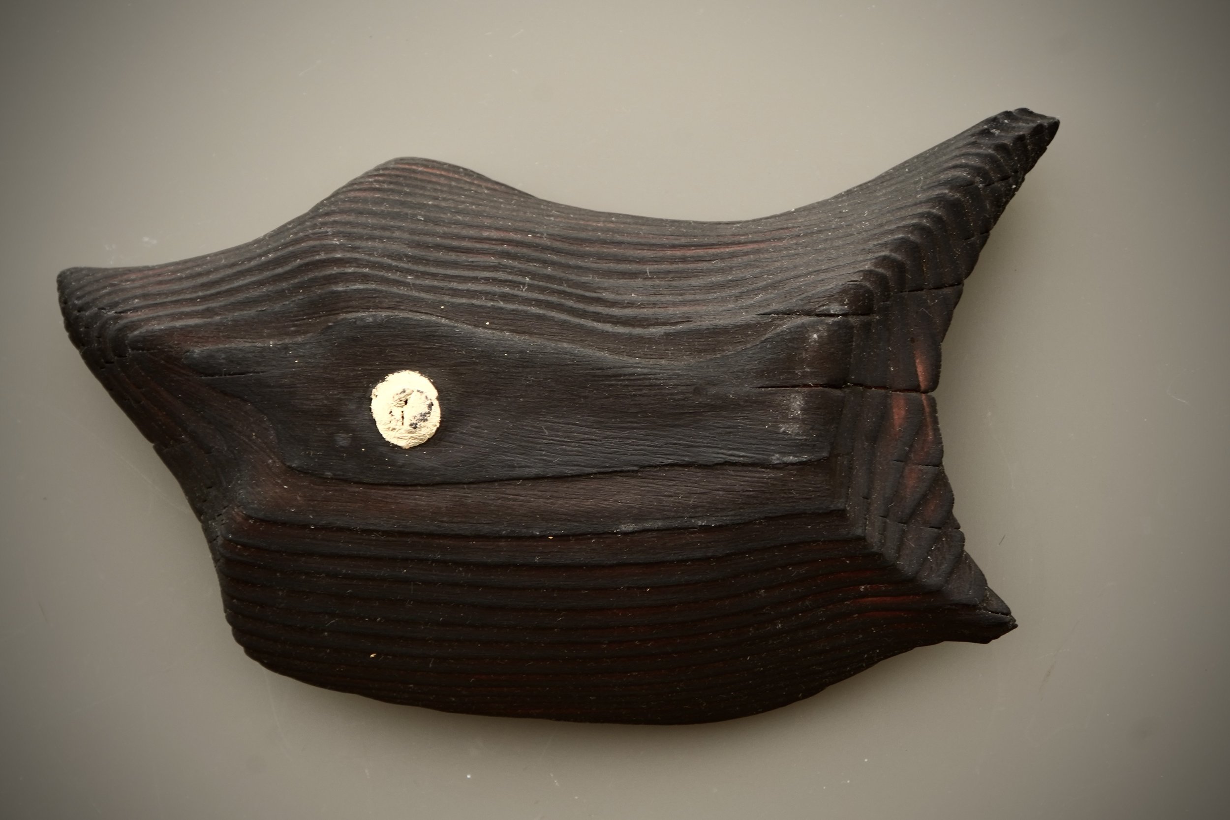 "Beak" underside:
Pine wood, epoxy resin, 24k gold leaf, tung oil, beeswax
