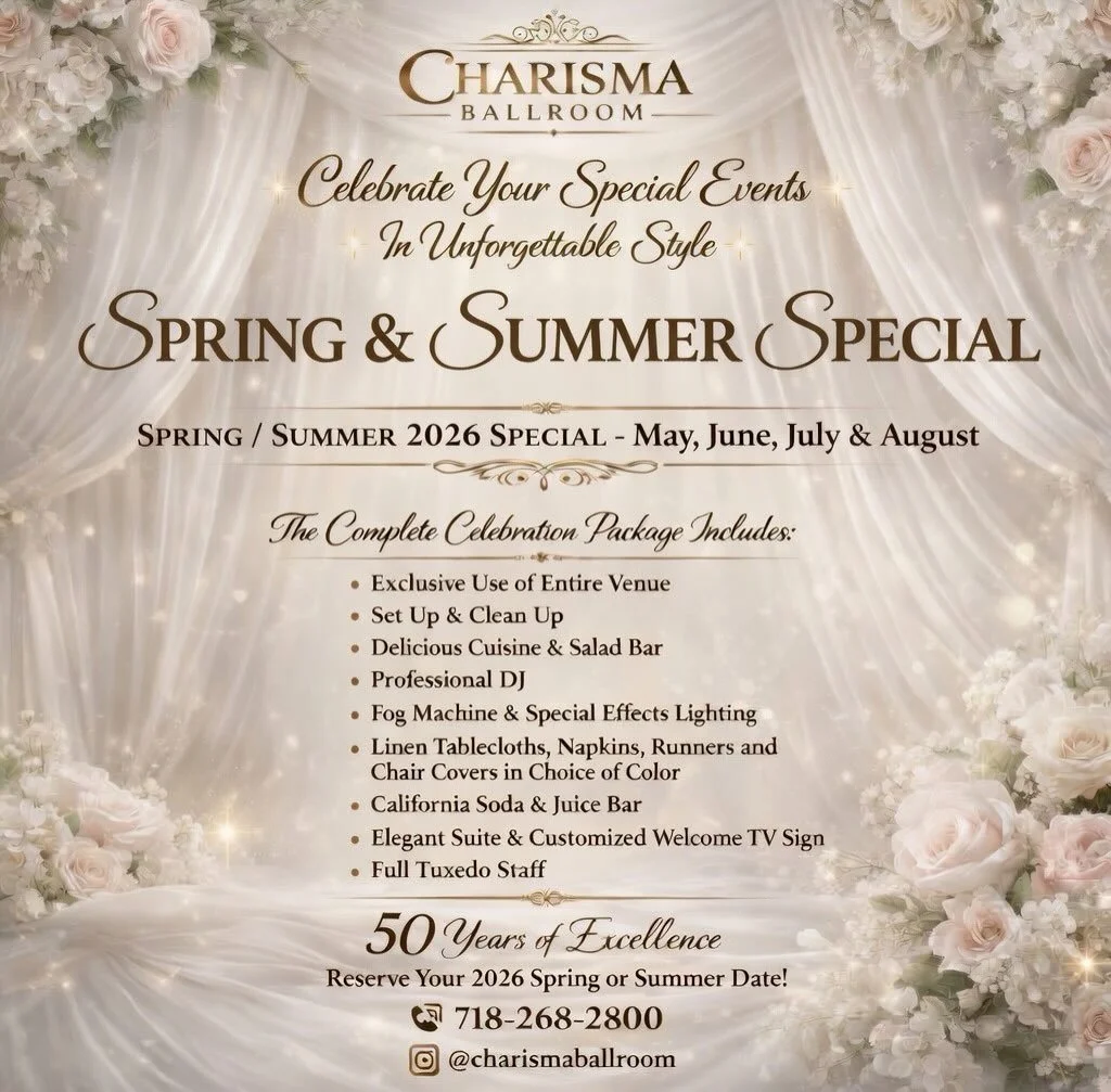 Planning an event this spring or summer? You&rsquo;ve found the perfect place! Send us a direct message or give us a call to start planning your special day. With over 50 years in business and proudly ranked the #1 venue in Queens, we&rsquo;re here t