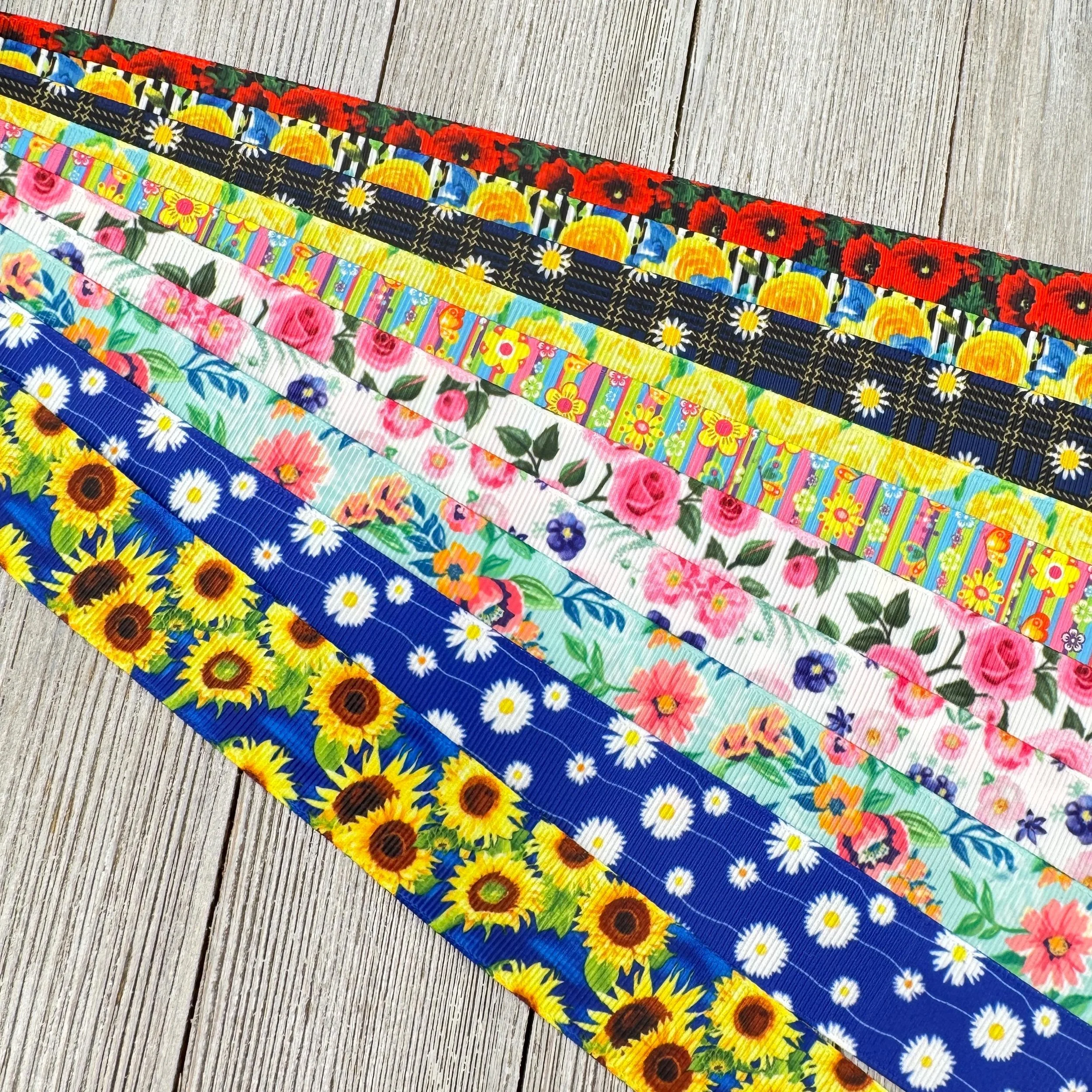 Get Exactly What You See! 10 X 1-Yard Cuts 1" Printed Grosgrain Ribbon: Floral, Flower, Luggage Tag, Dog Collars