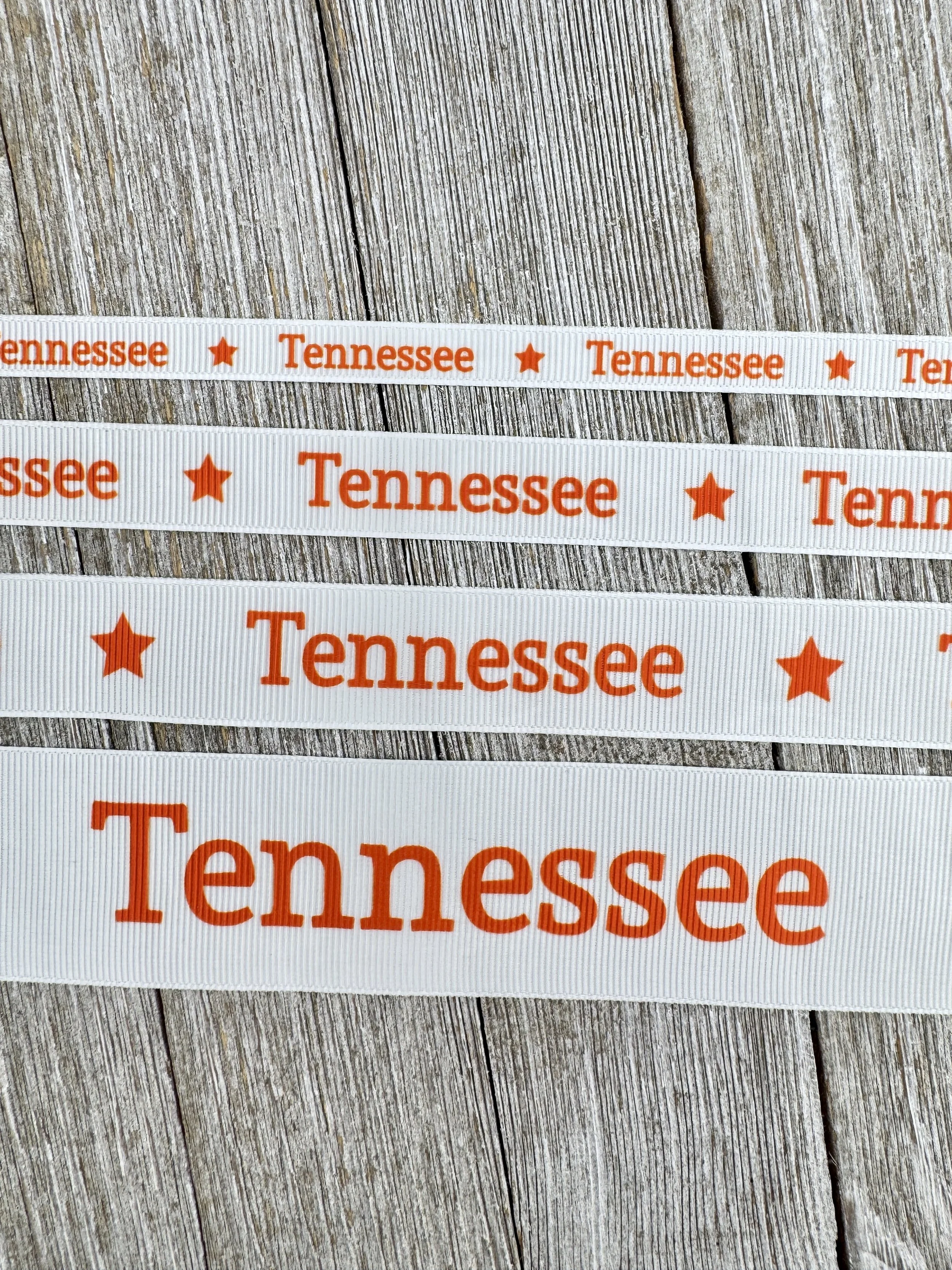 Wide Set Tennessee State Printed Grosgrain Ribbon: 3/8", 5/8", 7/8", 1.5", Smokey Mountains, Volunteer State, Tag, Gift Wrap