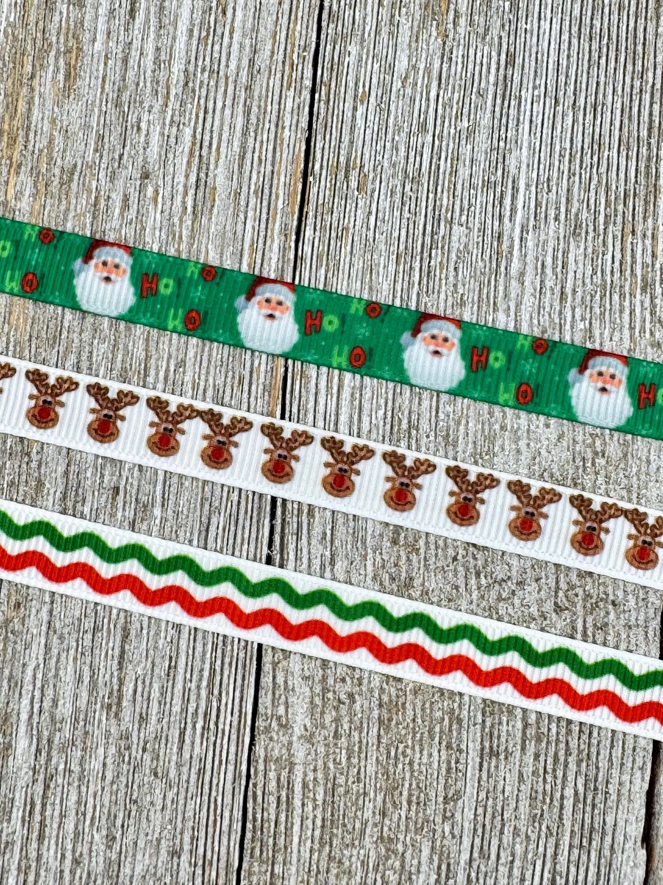 3/8" - Choice of Holiday Cupcakes, Winter Snowman or Christmas Reindeer Printed Grosgrain Ribbon  - Craft - Decor - Party Favor - Gift Wrap