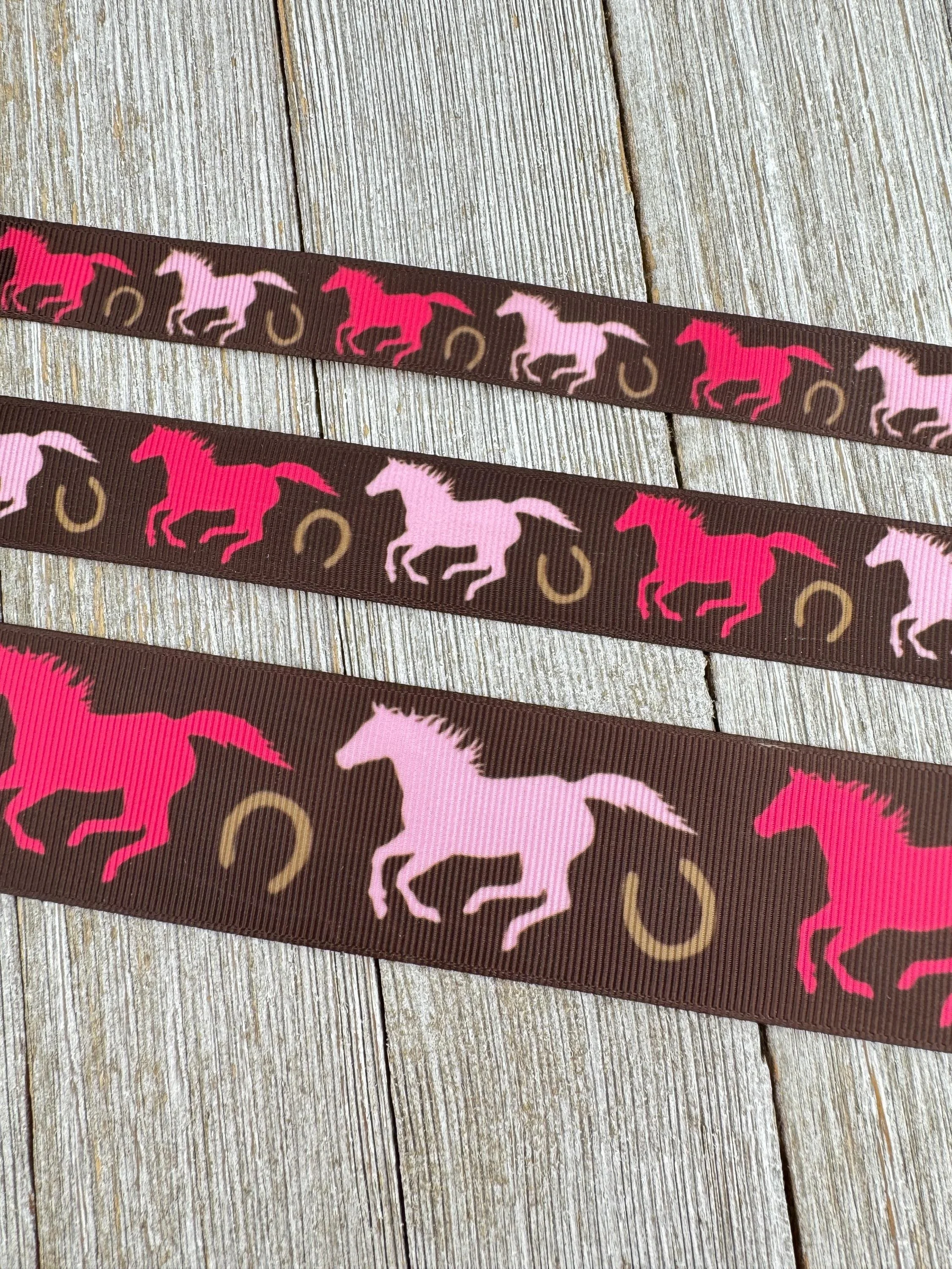 Galloping Horses Animal Grosgrain Printed Ribbon - 5/8" - 7/8" - 1.5" - Sew - Craft - Tag - Bow - Diaper Cake - Birthday Ribbon - Gift Wrap
