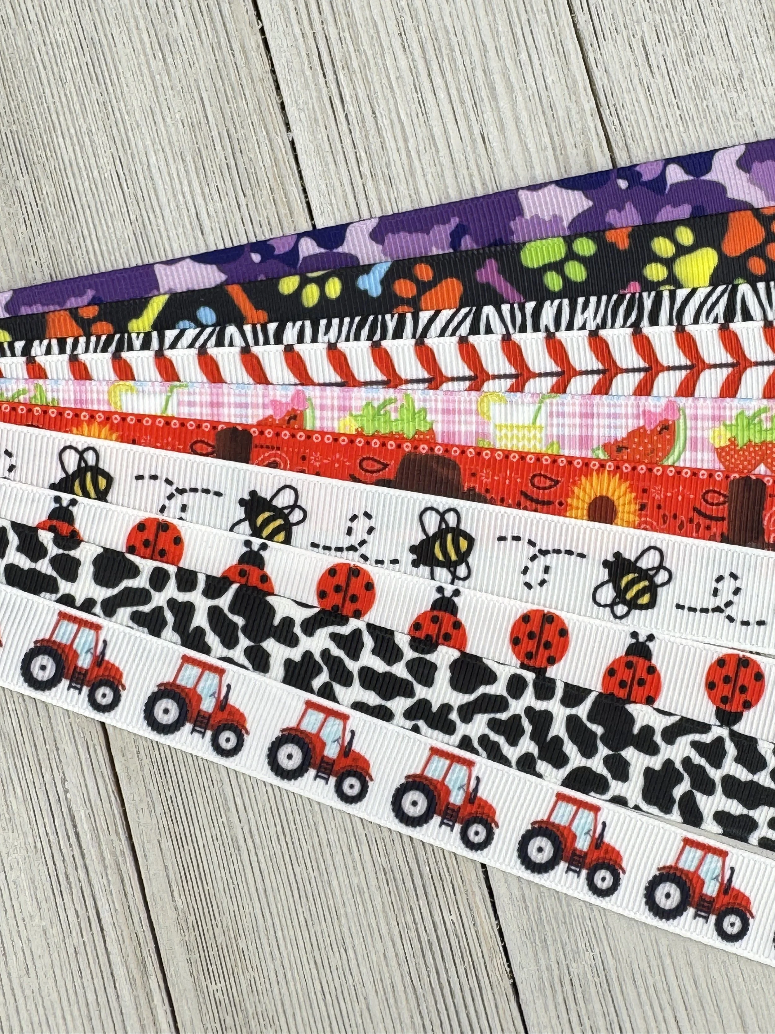 Get Exactly What You See! 10 - 1-Yard Cuts of 5/8" Summer Fun Animal Print Assorted Grosgrain Printed  Ribbon - Luggage Tag - Wrap - Bow