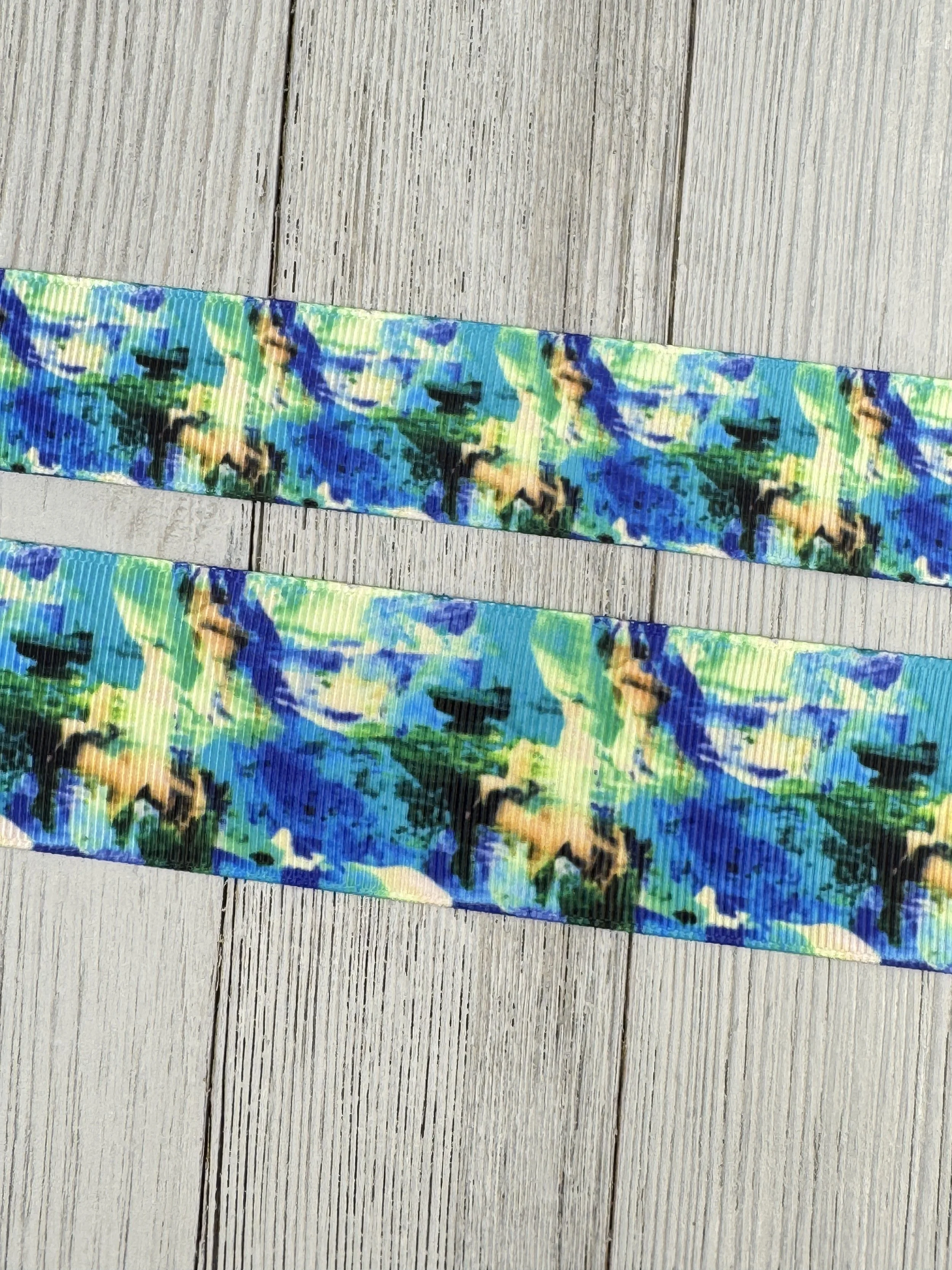 SALE! 5 Yards Marbled Impression Paint Art Printed Grosgrain Ribbon - 1" &  1.5" - Sewing - Crafting - Decorating - Bows - Tags - Bands