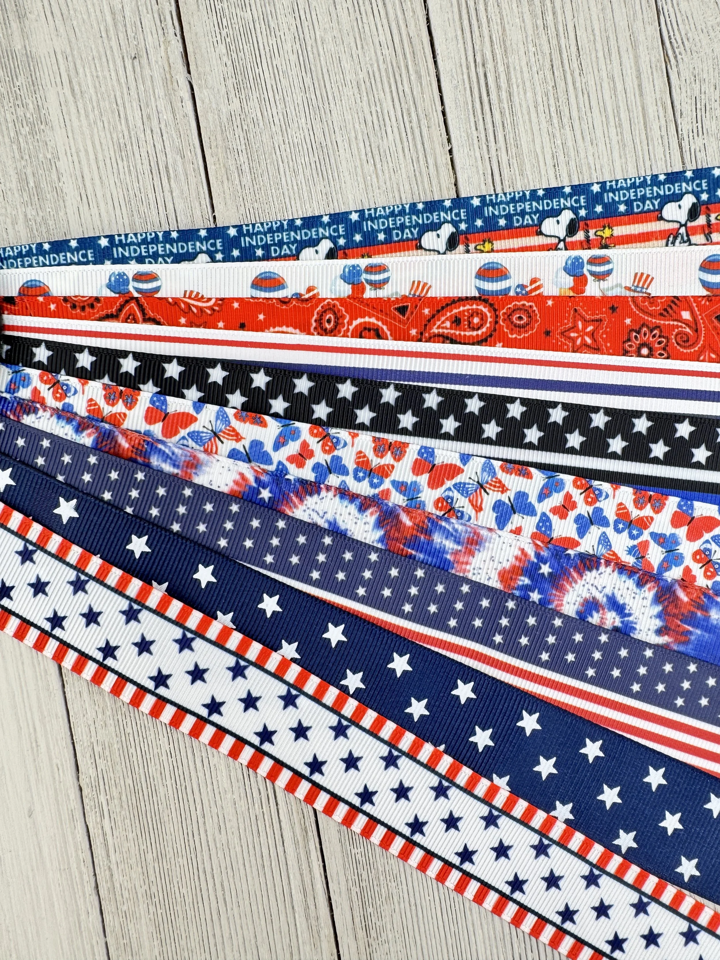 Get Exactly What You See! 10 x 1-Yard Cuts Printed Ribbon: 1" Patriotic USA, Flag Day, Hair Bow, Dog Collar, Luggage Tags, Gift Wrap