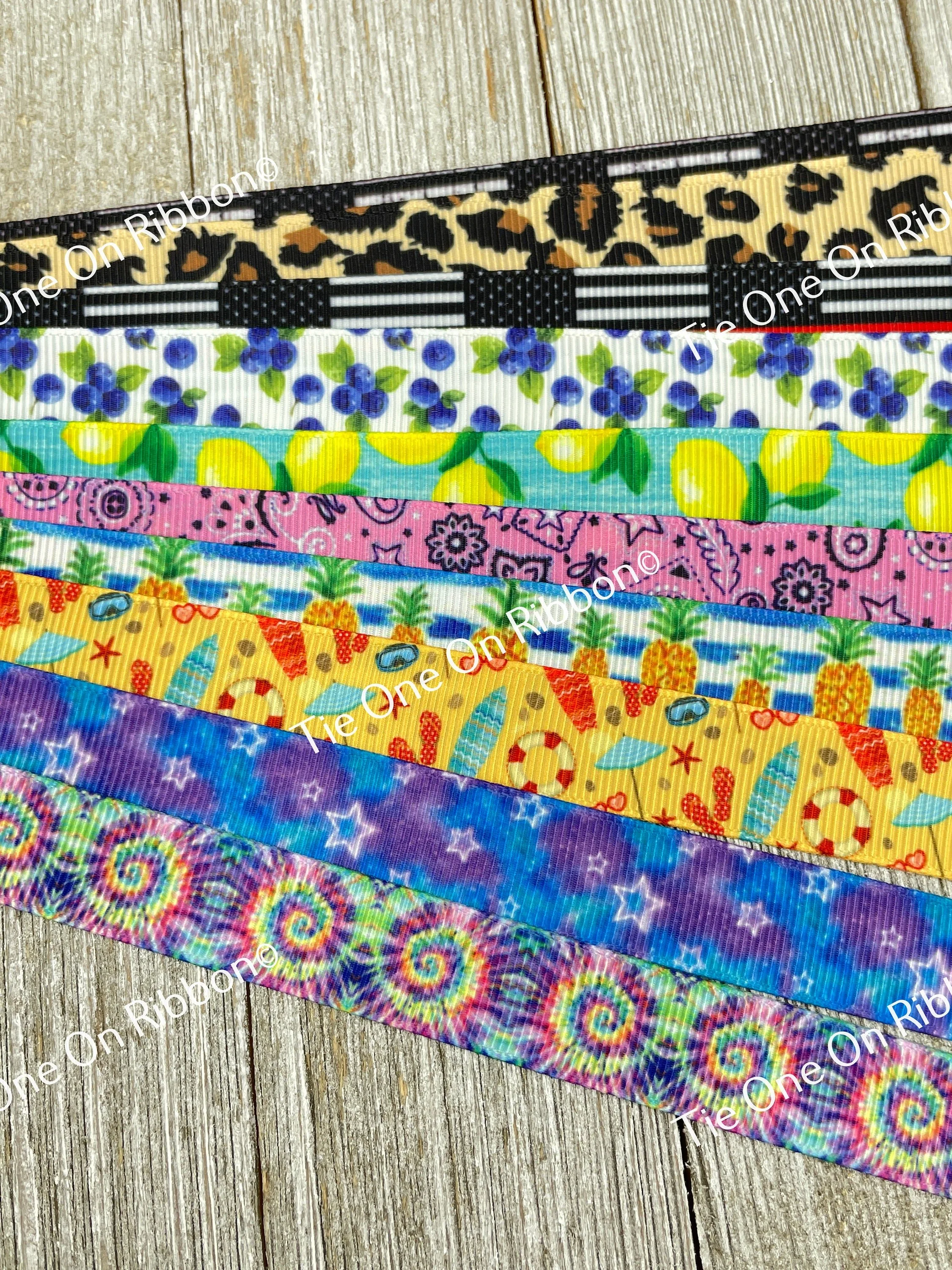 Get Exactly What You See! 10 - 1-Yard Cuts of 5/8" Summer Fun Animal Pineapple Assorted Grosgrain Ribbon Decor Party Bow Scrapbook Cart Sew