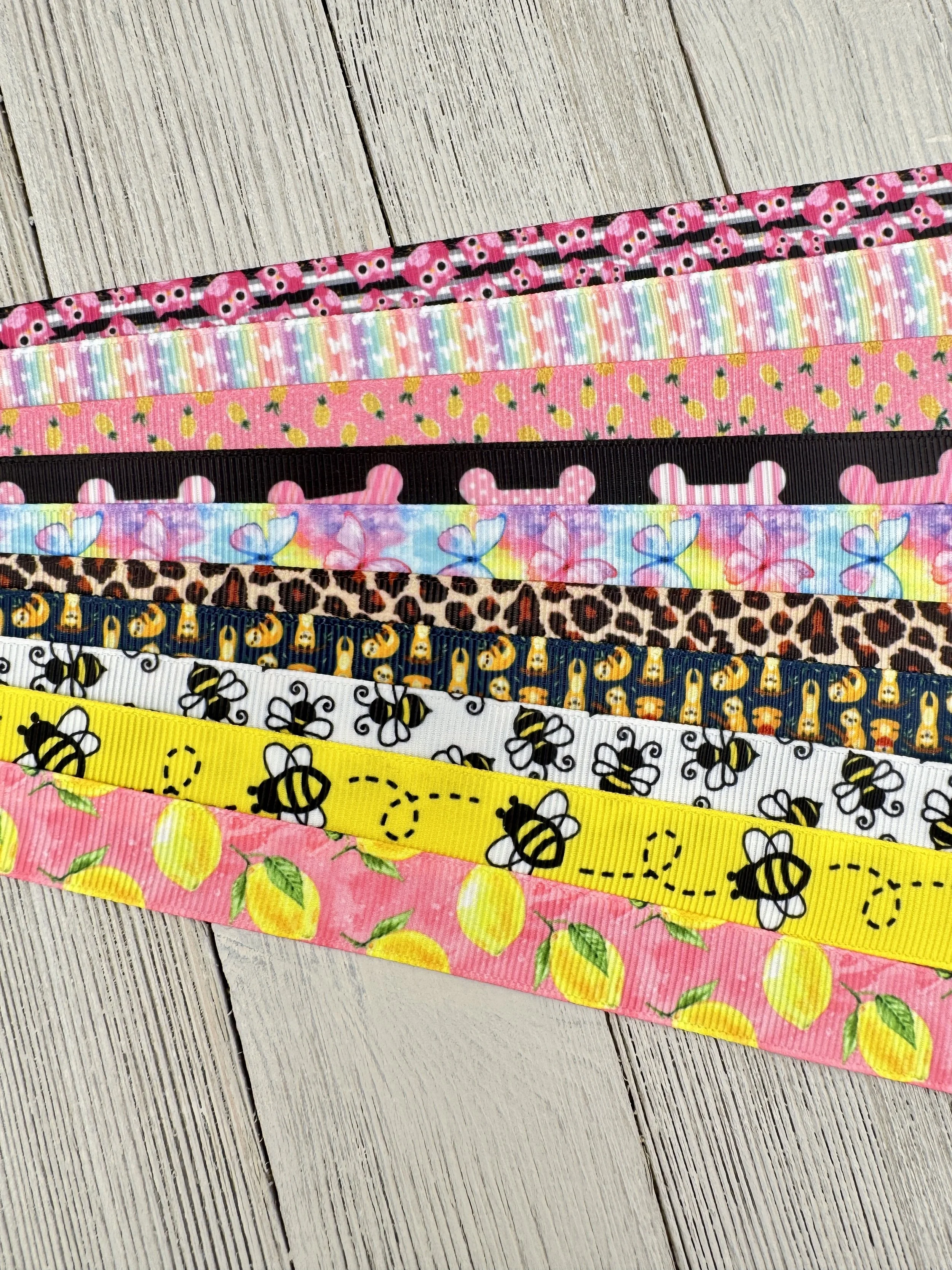 Get Exactly What You See! 10 x 1-Yard Cuts Printed Ribbon: 5/8" Summer Fun, Fruit, Animal, Nautical, Bow, Dog Collar, Luggage Tag, Gift Wrap