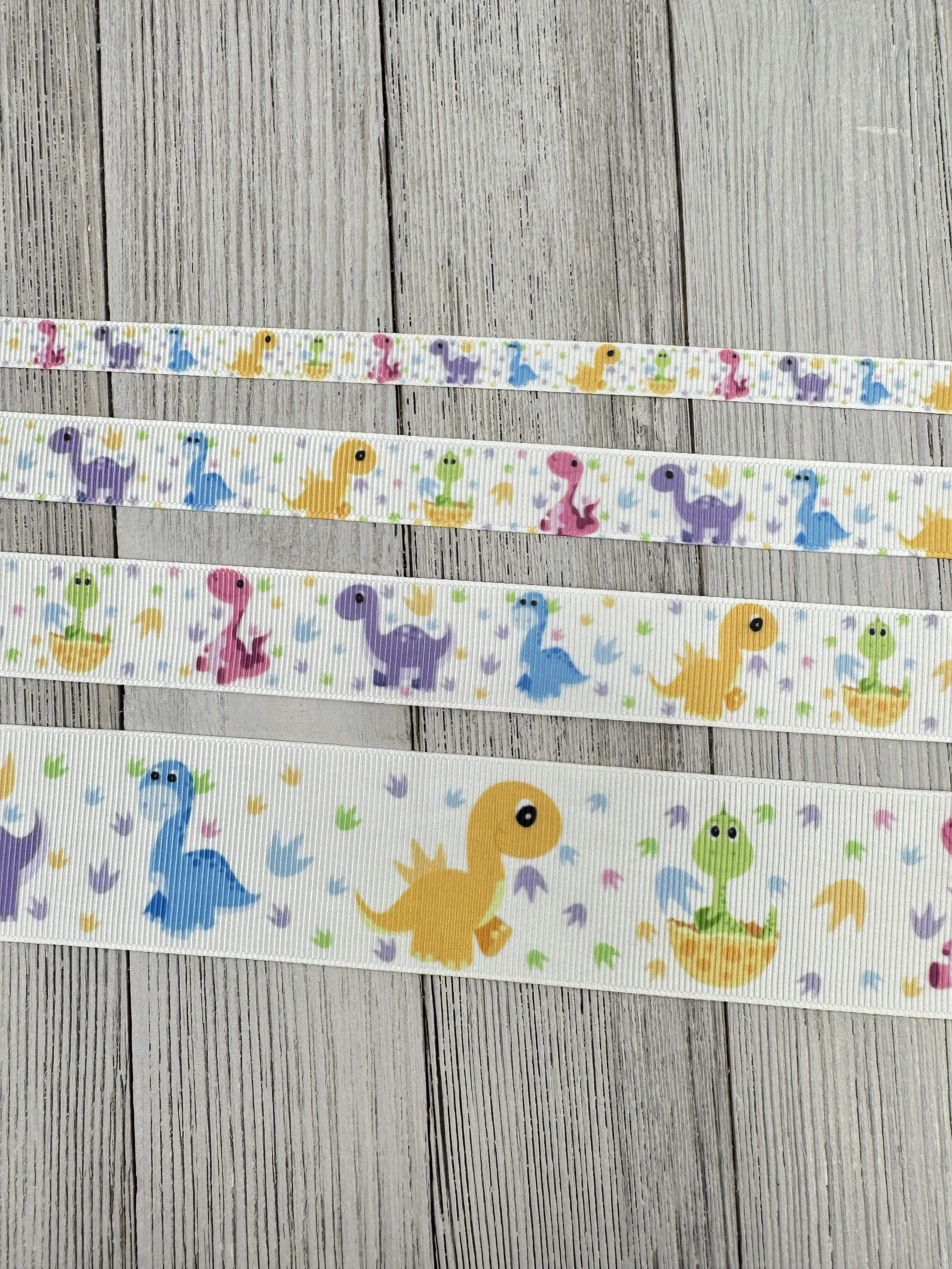 Pastel Dinosaur Dino Print Dino Grosgrain Ribbon -  3/8” - 5/8" - 7/8" - 1.5” - Sew - Craft - Decor -  Bows - Collar - Nursery - Baby Shower