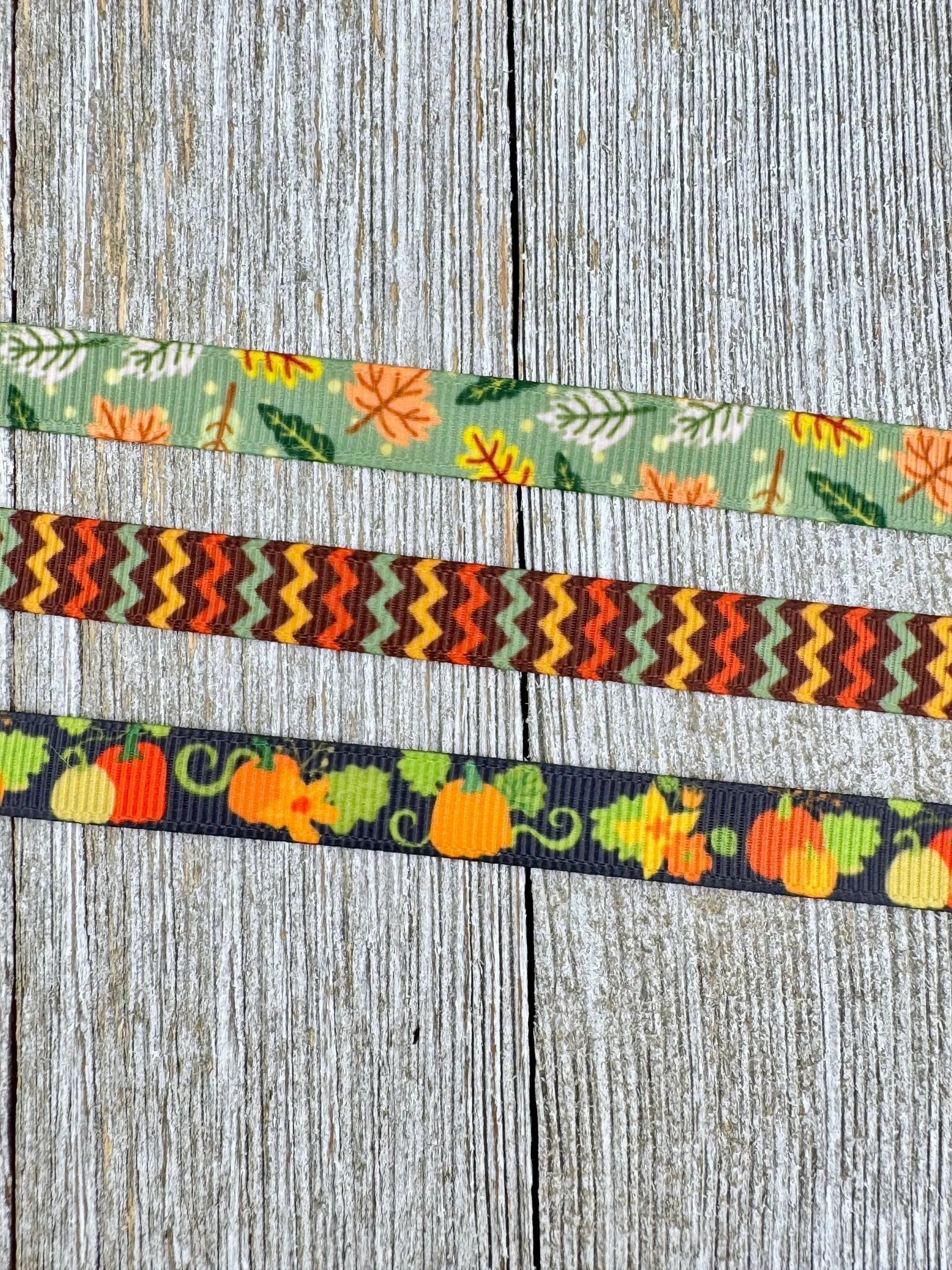 Choice of Fall & Halloween 3/8" Grosgrain Printed Ribbon: Halloween Costume, Party Favor, Gift Wrap, Hair Bow, Treat Bag