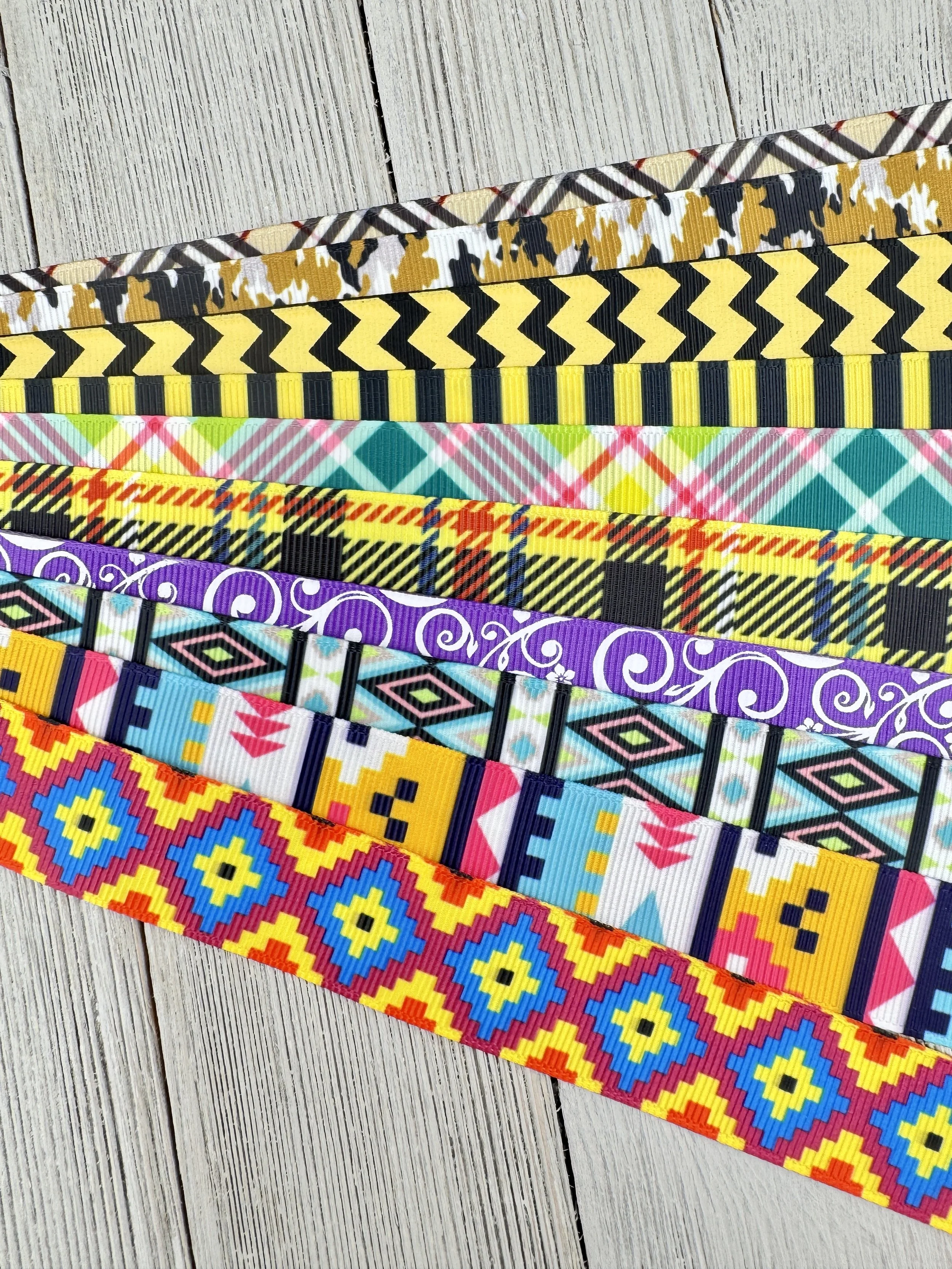 Get Exactly What You See! 10 x 1-Yard Cuts Printed Grosgrain Ribbon: 7/8", Dog Collar, Hair Bow, Luggage Tag, Key Fob, Wristlet, Quilting