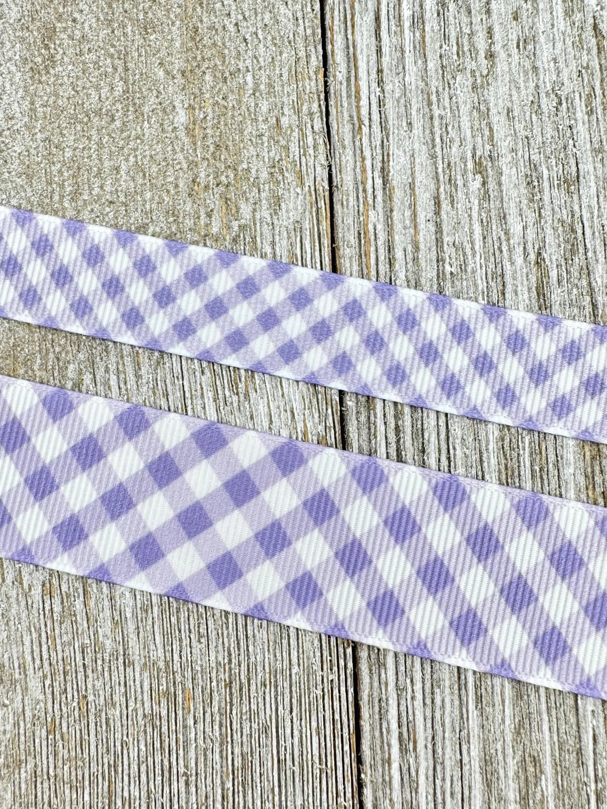 Purple and White Gingham Check Plaid Printed Grosgrain Ribbon -  5/8" - 1" - Sewing - Crafting - Decorating - Bow