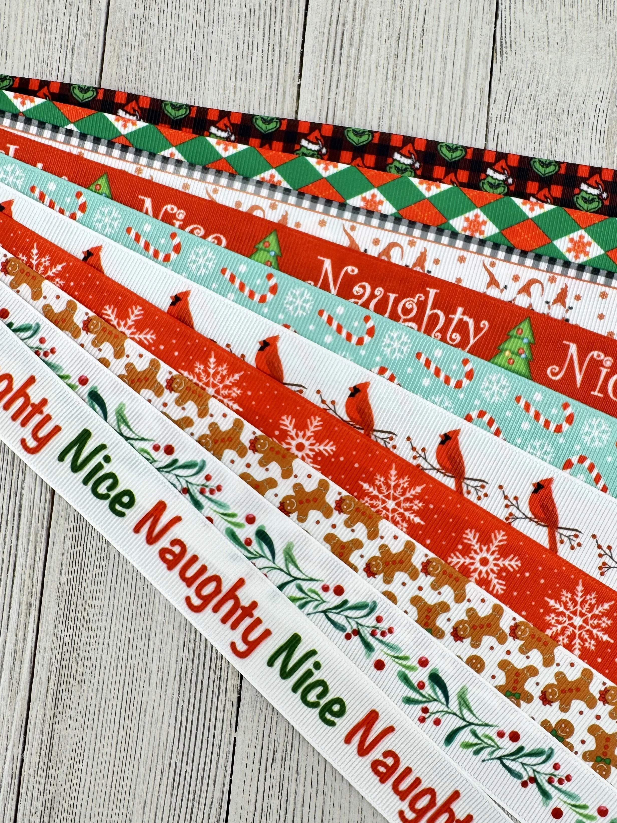 Get Exactly What You See! 10 x 1-Yard Cuts: 7/8" Holiday Winter Assorted Grosgrain Christmas Ribbon (Copy)