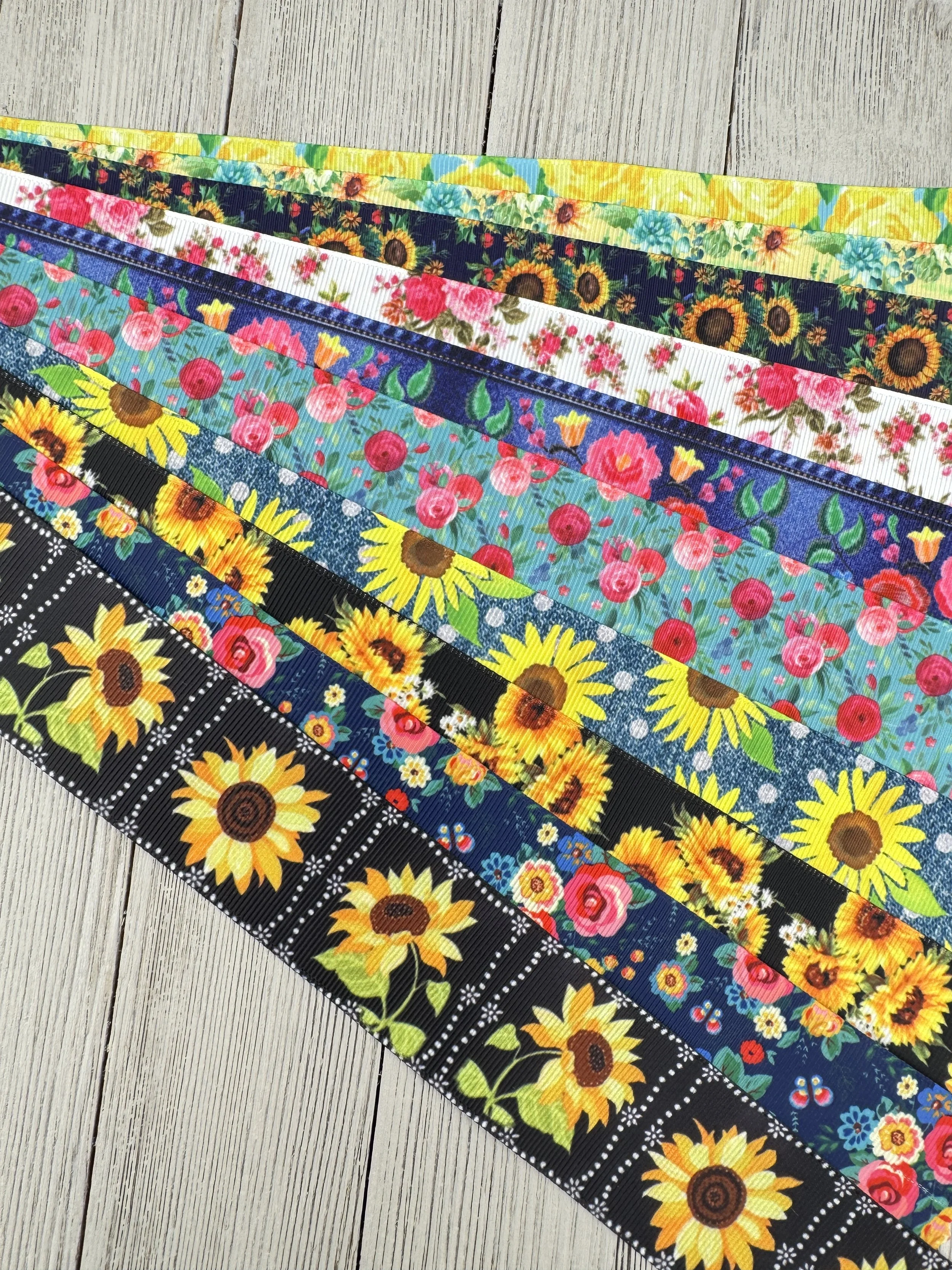 Get Exactly What You See! 10 x 1-Yard Cuts Printed Ribbon: 1.5" Flower, Floral  Craft, Hair Bow, Luggage Tag, Wrap