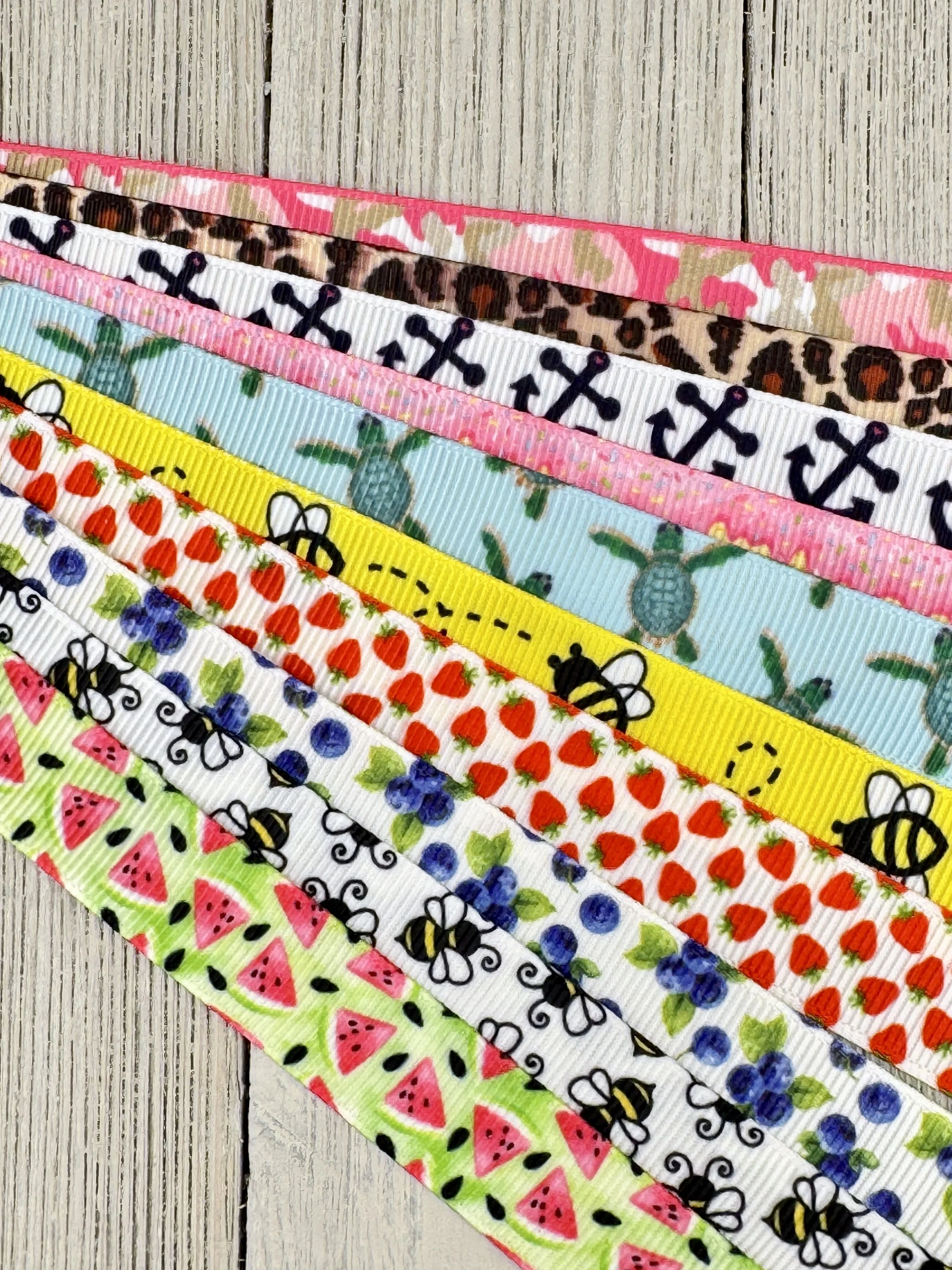 Get Exactly What You See! 10 - 1-Yard Cuts of 5/8" Summer Fun Animal Print Assorted Grosgrain Printed  Ribbon - Luggage Tag - Wrap - Bow