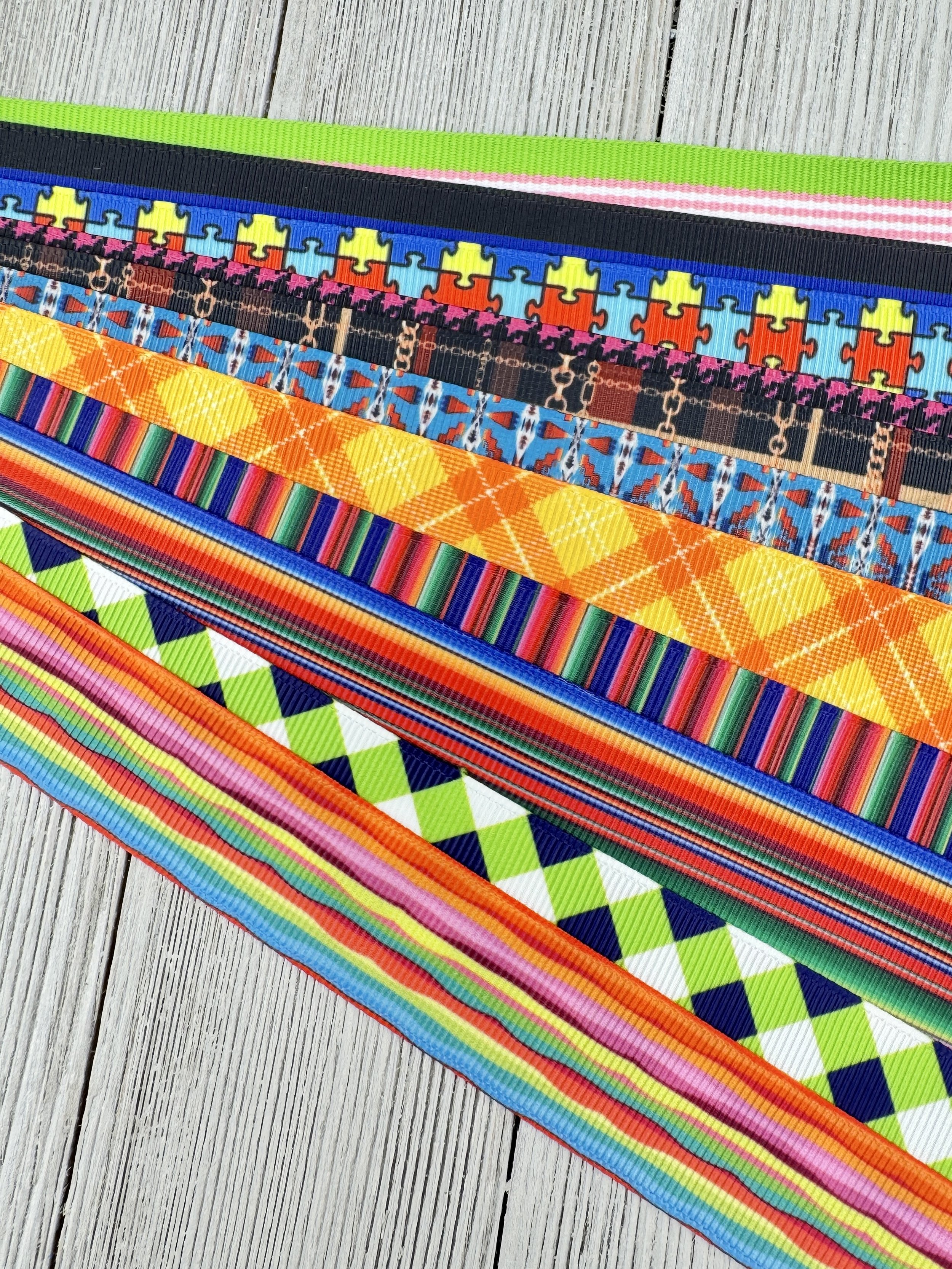 Get Exactly What You See! 10 x 1-Yard Cuts Printed Grosgrain Ribbon: 7/8", Dog Collar, Hair Bow, Luggage Tag, Key Fob, Wristlet, Quilting