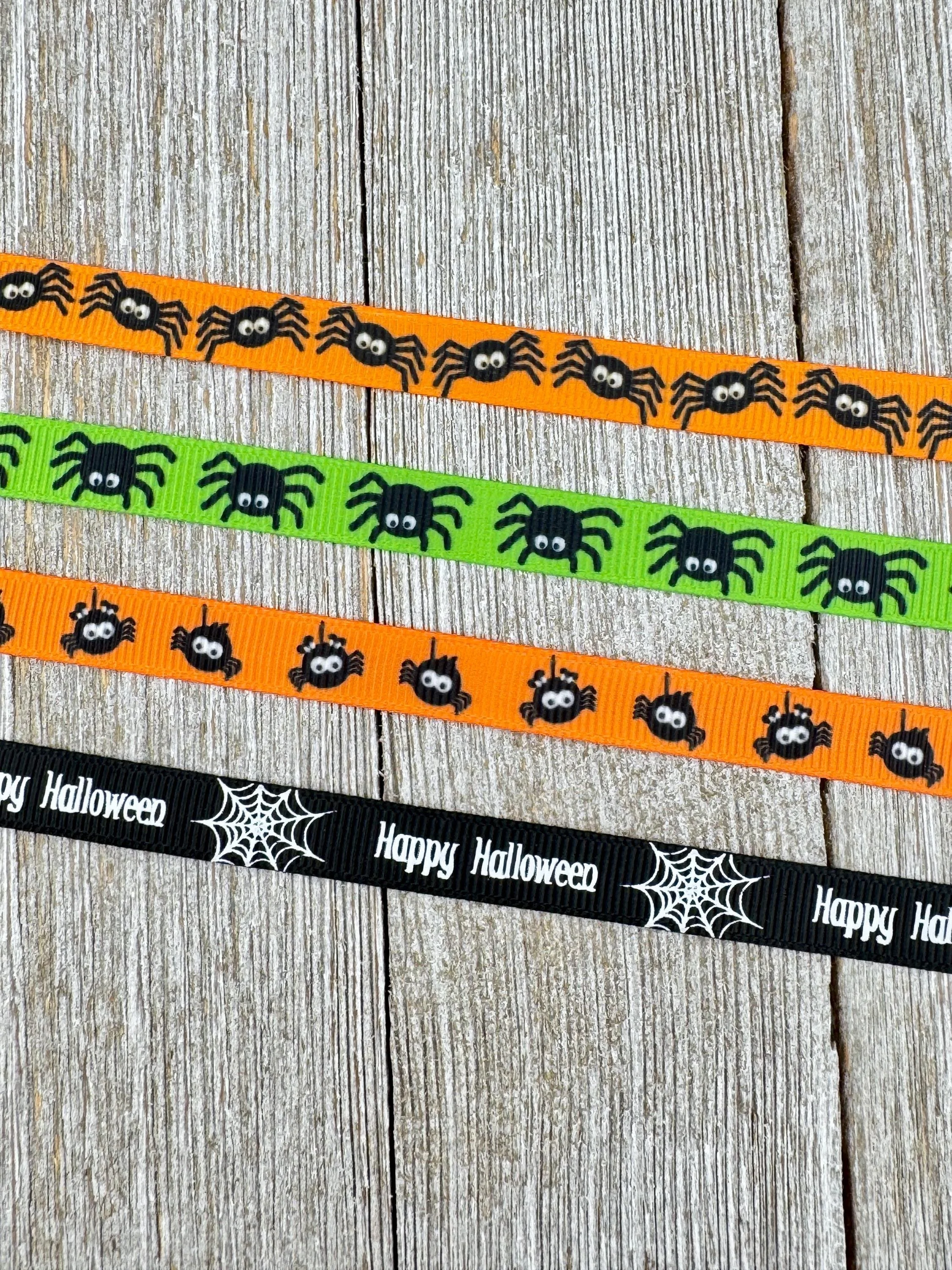 Choice 3/8" Halloween Spider Themed Grosgrain Printed Ribbon - Craft - Party Favor - Gift Wrap - Treat Bag - Tag - Halloween Costume