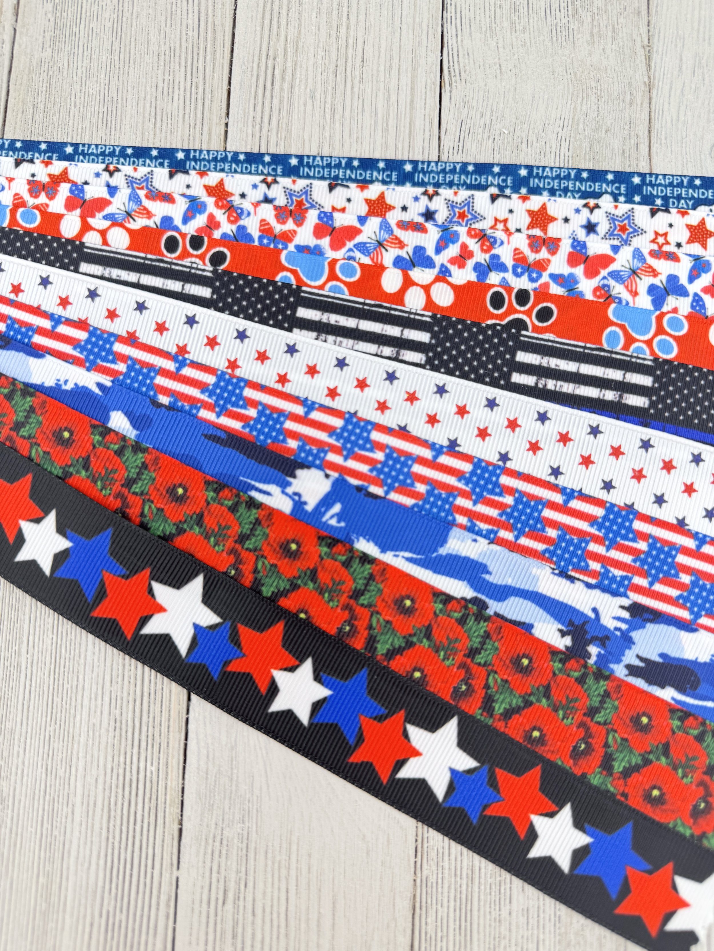 Get Exactly What You See! 10 x 1-Yard Cuts Printed Ribbon: 1" Patriotic USA, Flag Day, Hair Bow, Dog Collar, Luggage Tags, Gift Wrap (Copy)
