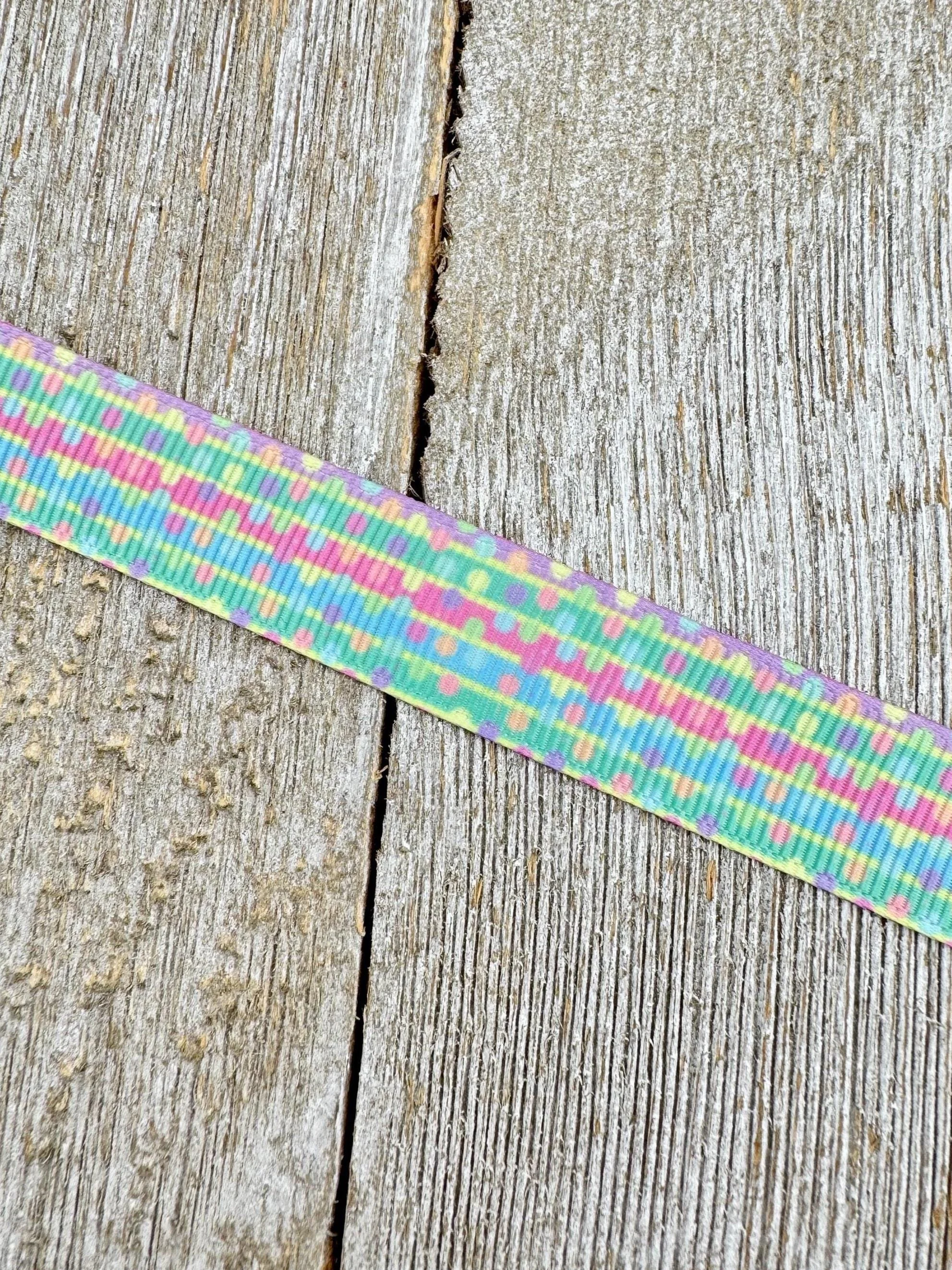SALE! 5 Yards Pastel Stripes & Party Dot Confetti Printed Grosgrain Ribbon - 5/8" - Sew - Craft - Hair Bow - Gift Wrap - Tag - Baby Shower