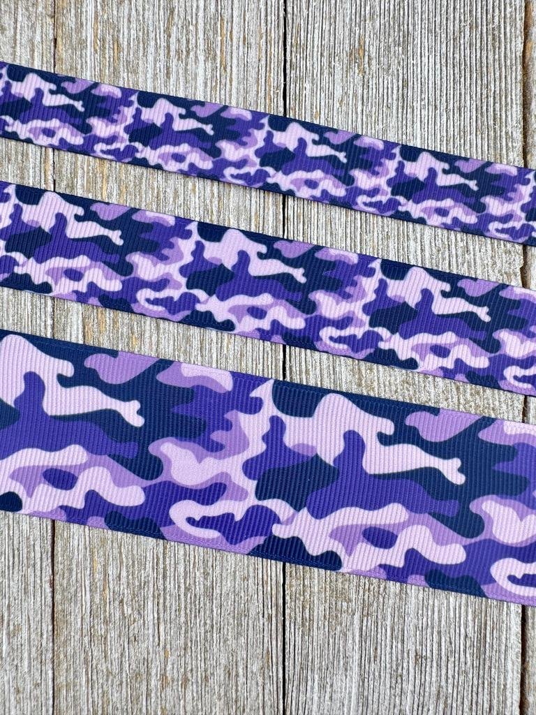 Purple Hues Camouflage Printed Grosgrain Ribbon - 5/8" - 7/8" - 1.5" - Sew - Craft Ribbon - Dog Collar - Key Fob - Party Decor - Luggage Tag