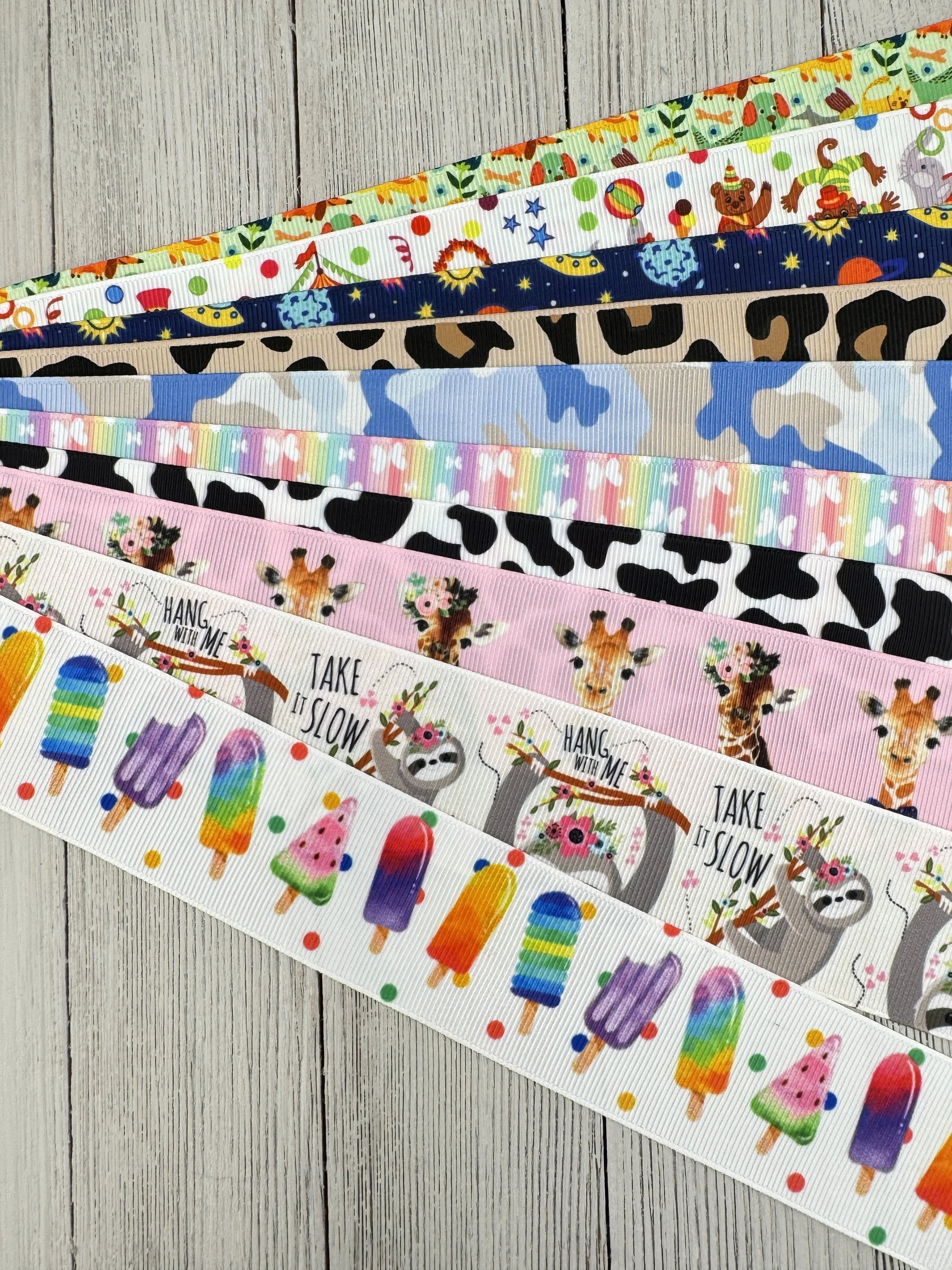 Get Exactly What You See! 10 x 1-Yard Cuts Printed Ribbon: 1.5" Summer Fun, Animal, Food, Hair Bow, Luggage Tag, Wrap, Dog Collar