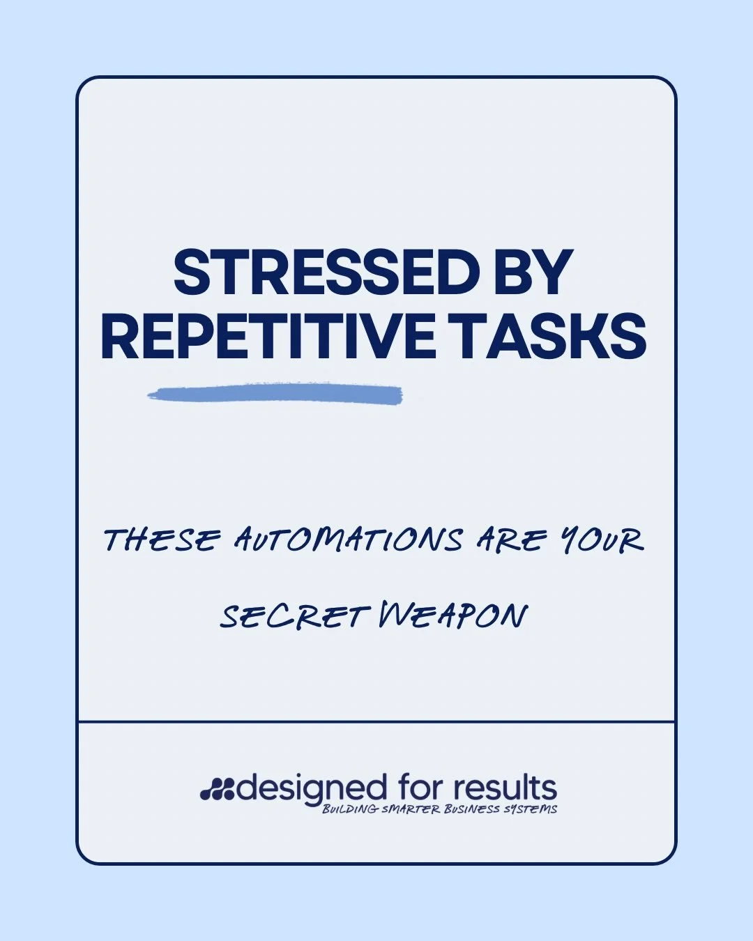 Drowning in repetitive tasks? 

👉 Swipe to discover the automations that will give you back hours every week.
These &ldquo;set and forget&rdquo; systems handle the communication that keeps clients happy, so you can focus on delivering your service (