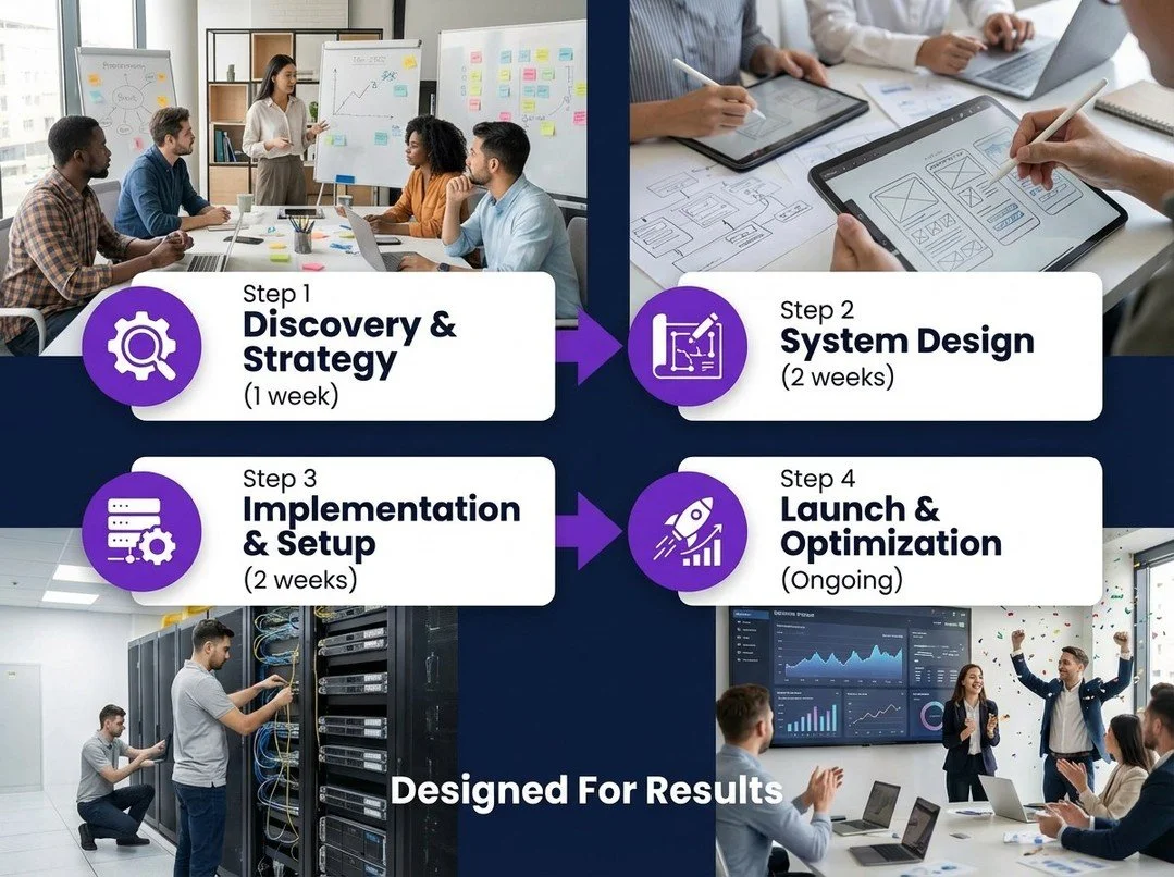 Curious to see how a project like this is rolled out?

Your Bespoke AI &amp; Automation Journey

From strategy to launch - see how we transform your business in 5 weeks.

Week 1: Discovery &amp; Strategy &ndash; We dive deep into how your business ac