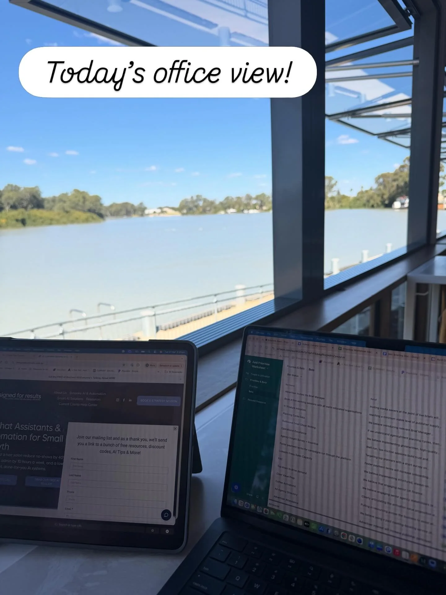One of my favourite things about working on the road is the ever changing office view. Found this beaut little spot in Renmark, SA for a few hours work. We&rsquo;ve spent so much time on the Murray River over the past few months but we are heading in