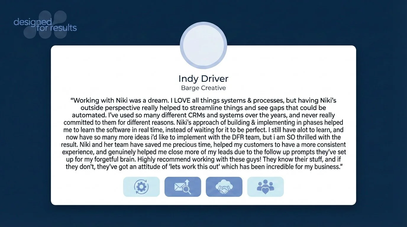 This is why we do what we do.

Huge thanks to Indy for the kind words and for trusting us with your systems and processes.

If you&rsquo;re feeling stuck with your setup, this is worth a read.