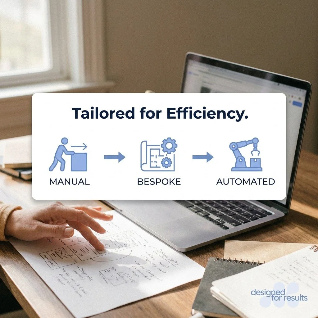 Efficiency isn't one-size-fits-all. We design bespoke systems that bridge the gap between manual tasks and full automation, tailored specifically for your business results. Ready to streamline your workflow? Click the link in our bio to get started.
