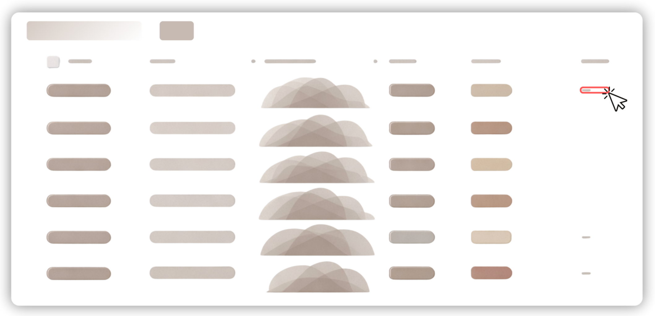 A computer screen shows an online shopping website with a mouse cursor clicking a red heart icon on the right side of the screen.