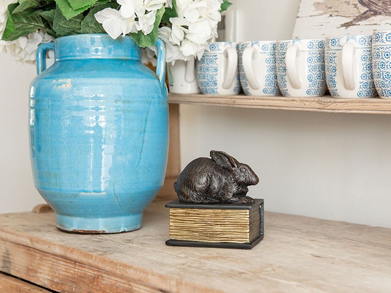 Rabbit on Book Urn
