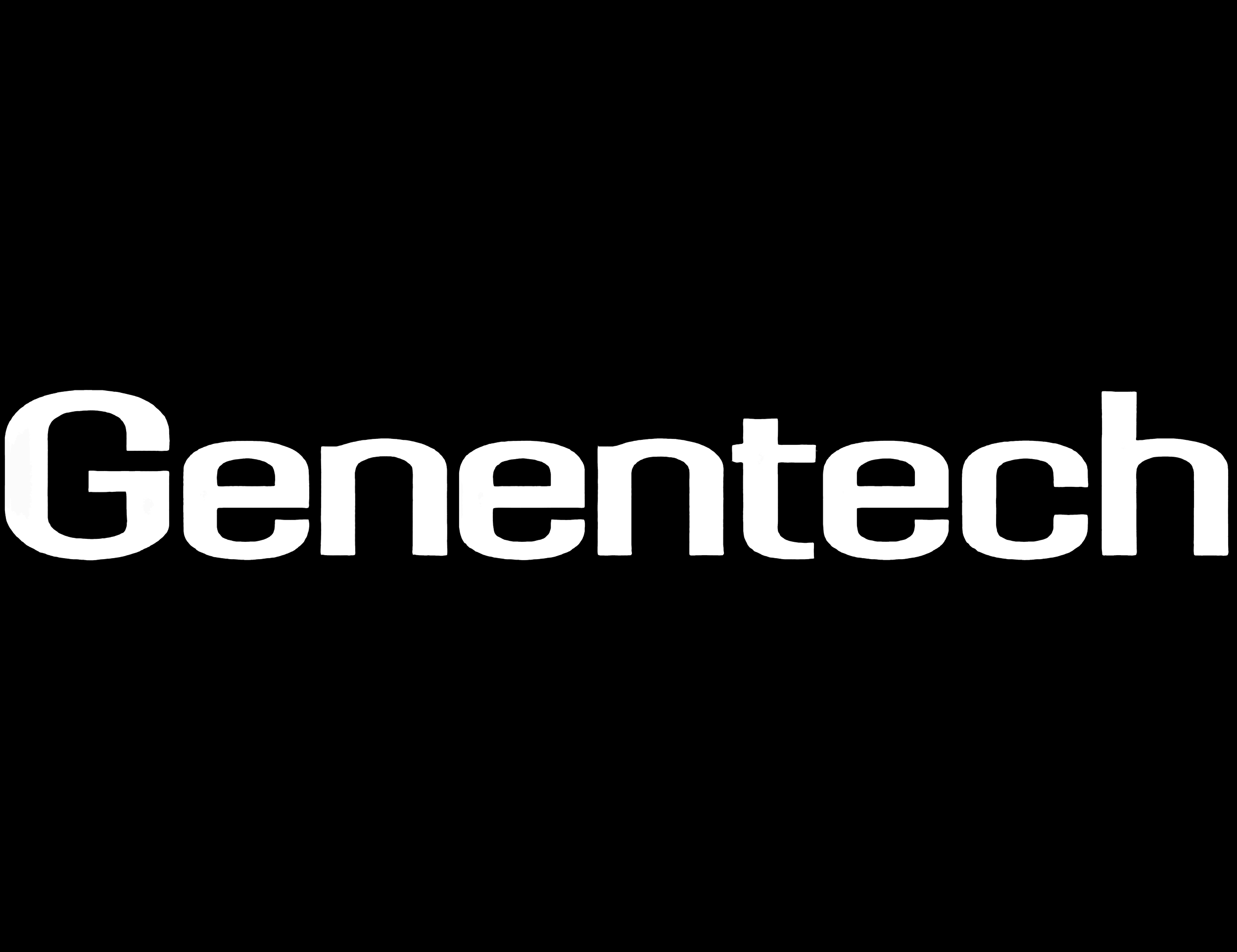 The logo of Genentech with a black background and white text.