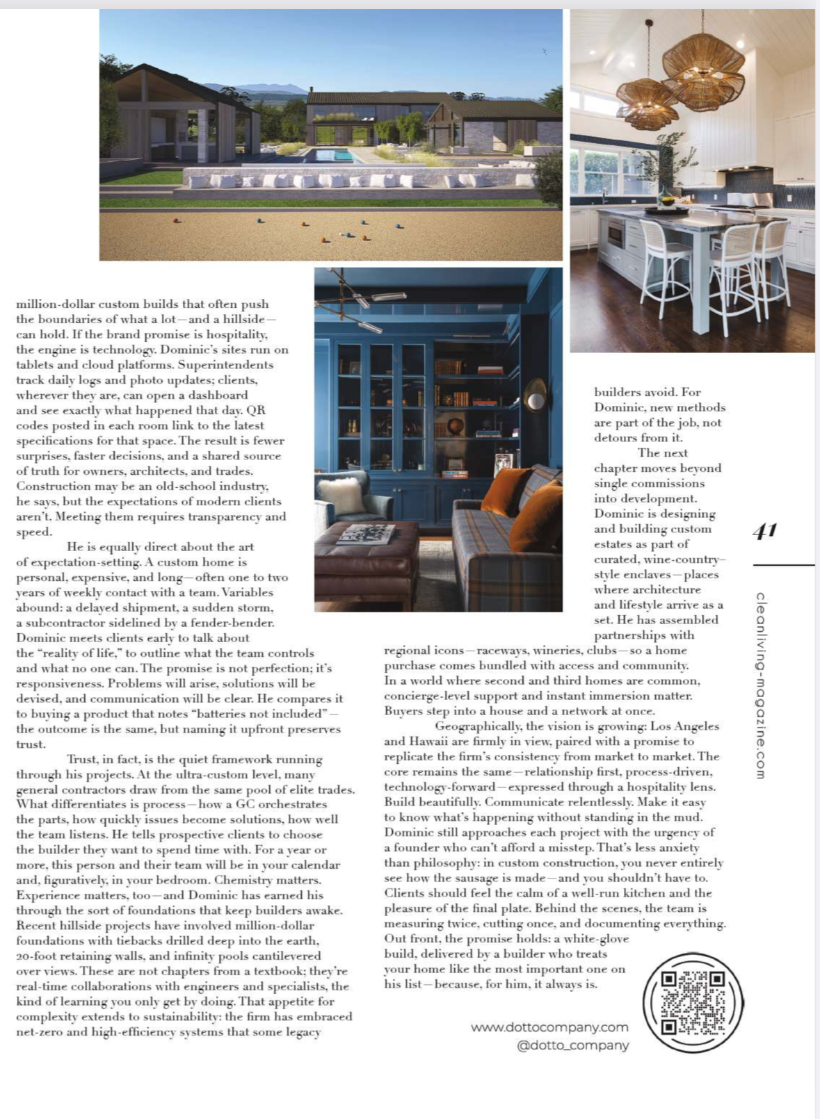 Clean Living Magazine -White Glove Builder -Napa