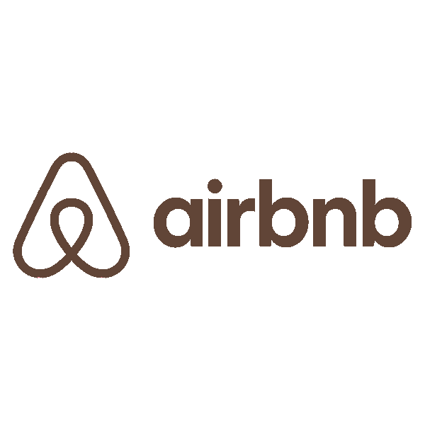 Airbnb logo with a stylized heart-shaped icon and the word 'airbnb' in lowercase letters.