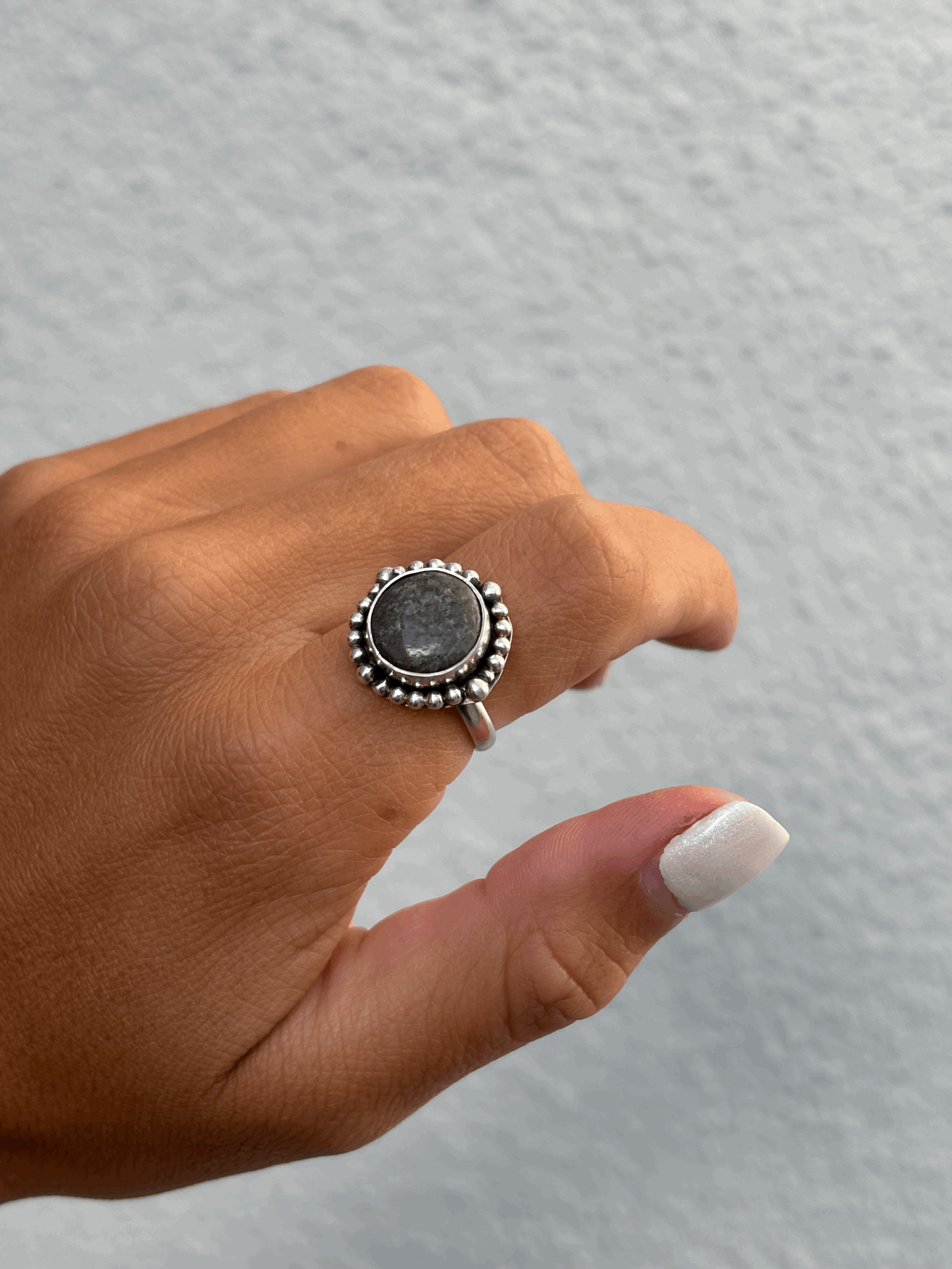 Black Fossil Coral Ring