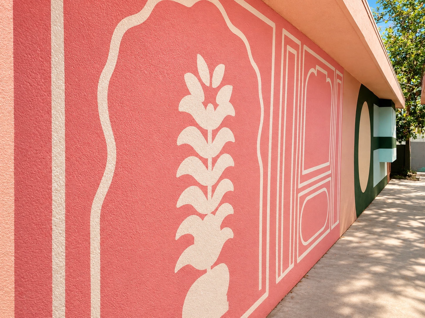 Hand-painted geometric wall detail