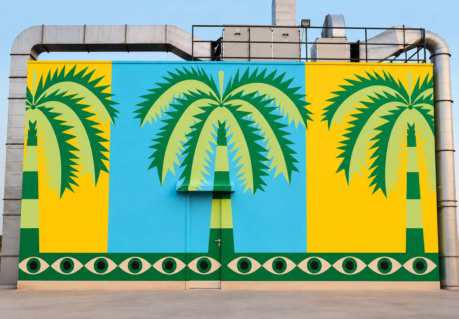 Hand-painted palm mural
