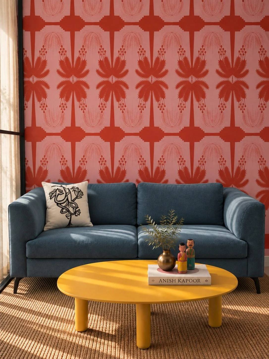Hyderabad coral wallpaper living room