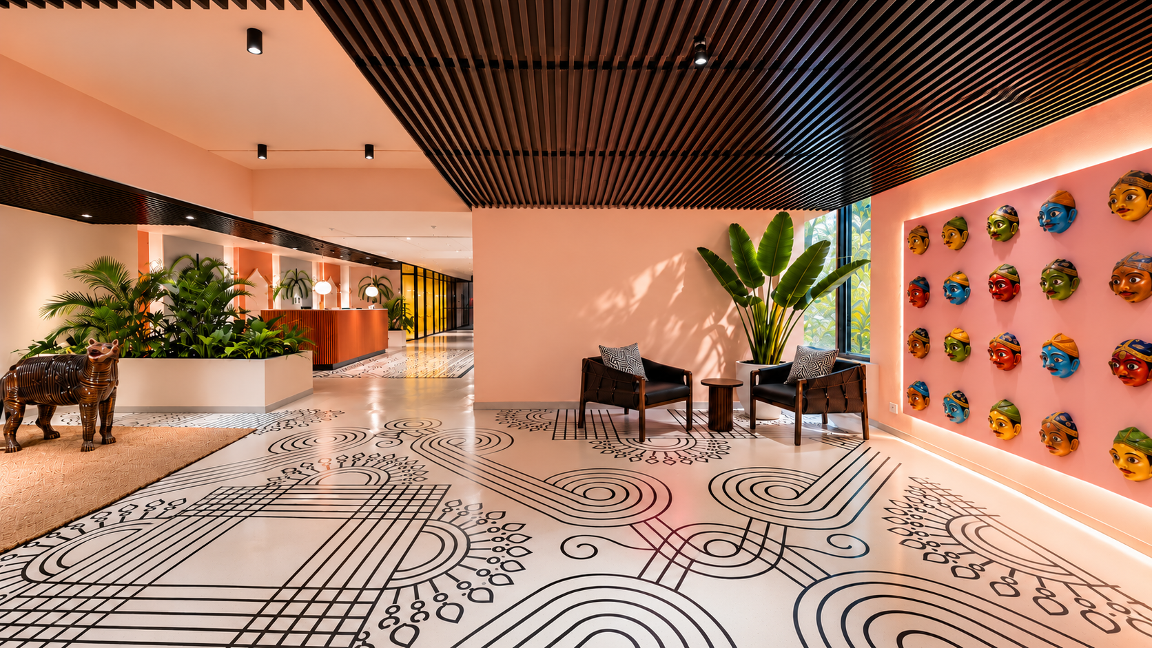 Hyderabad Lobby Mask Wall Wide View