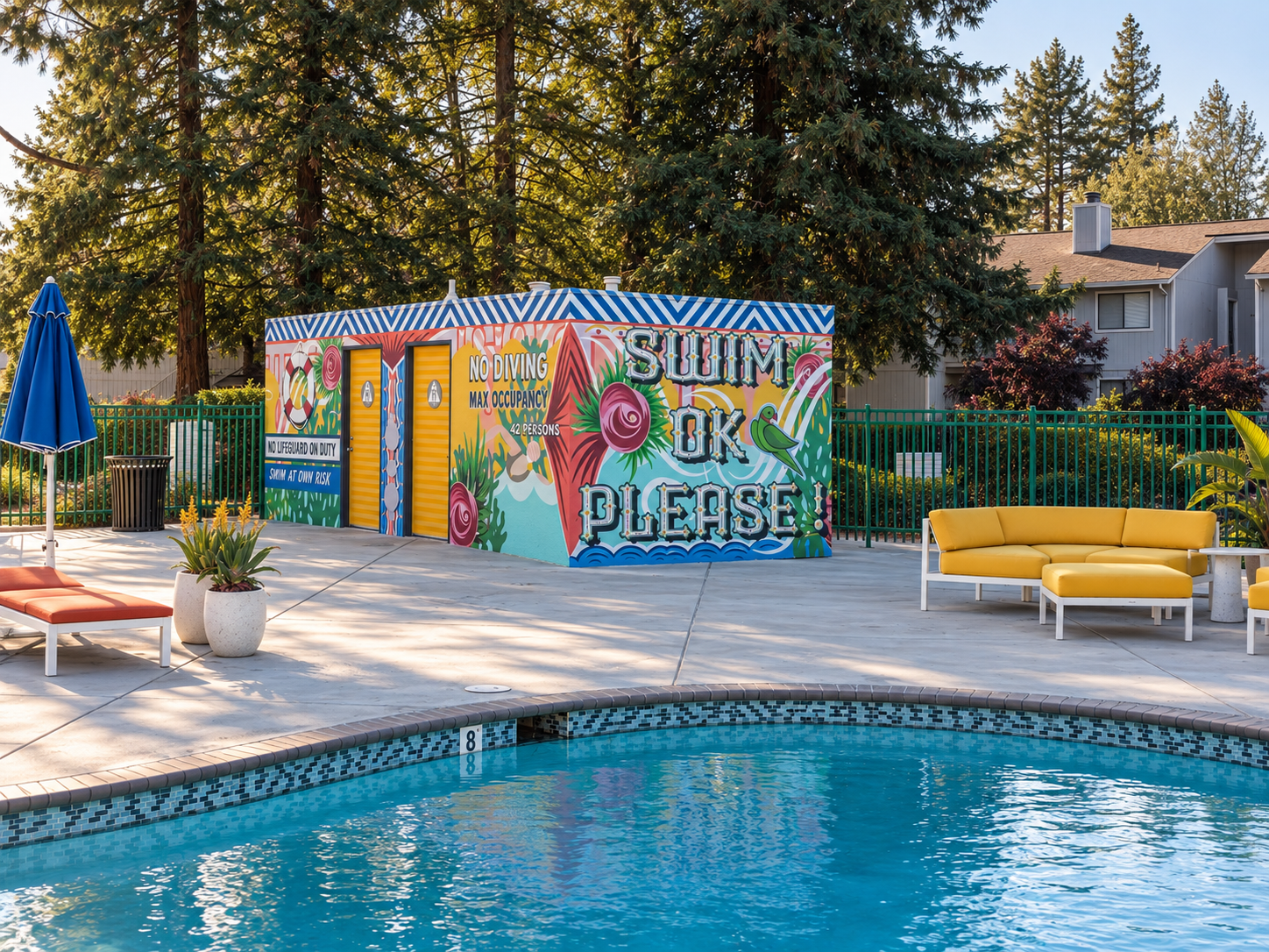 Hand-painted pool mural