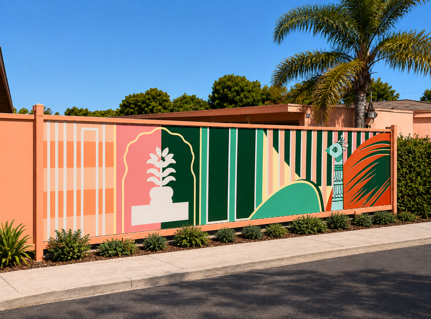 Hand-painted gate mural