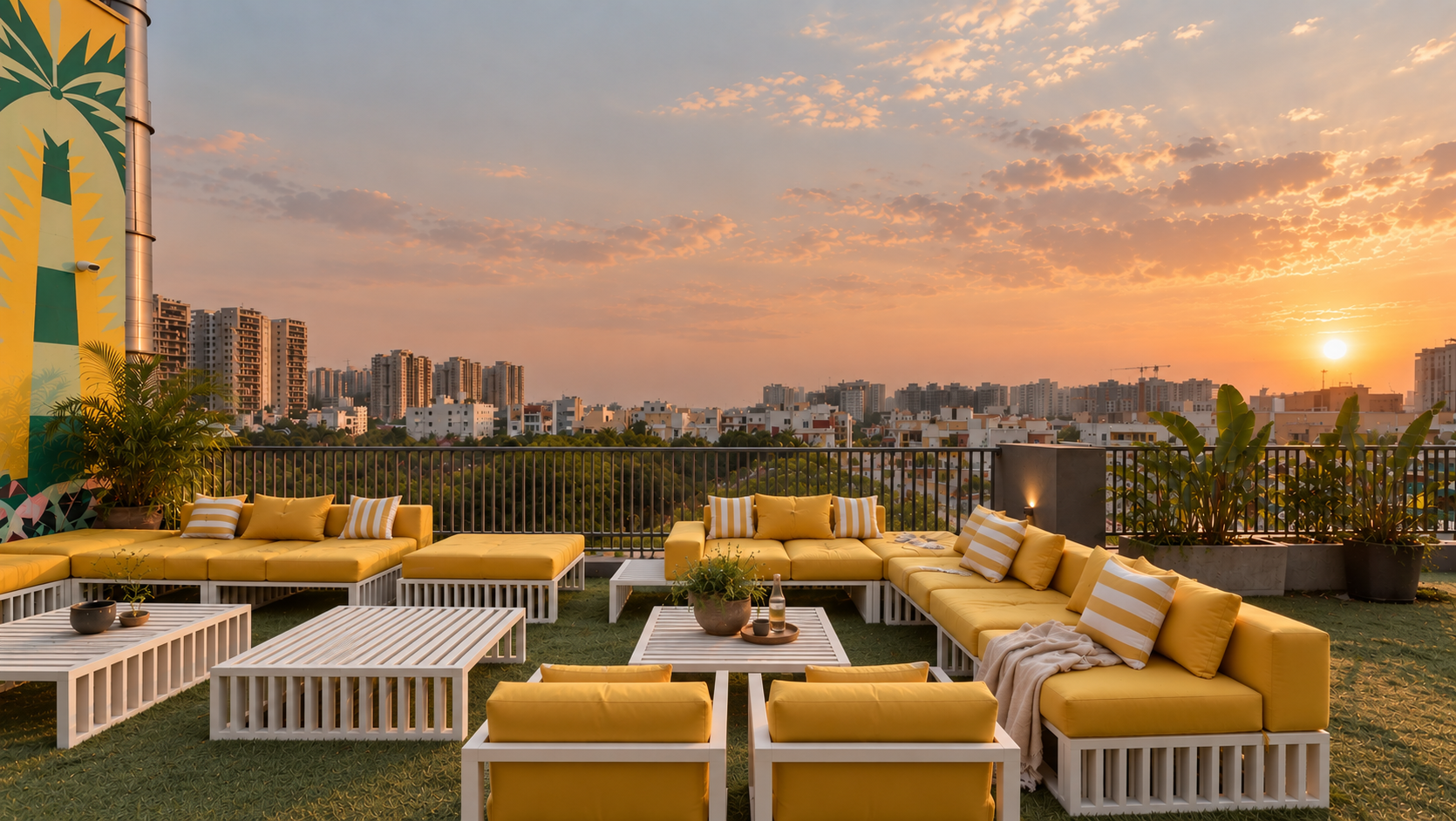 Hyderabad rooftop retreat at golden hour
